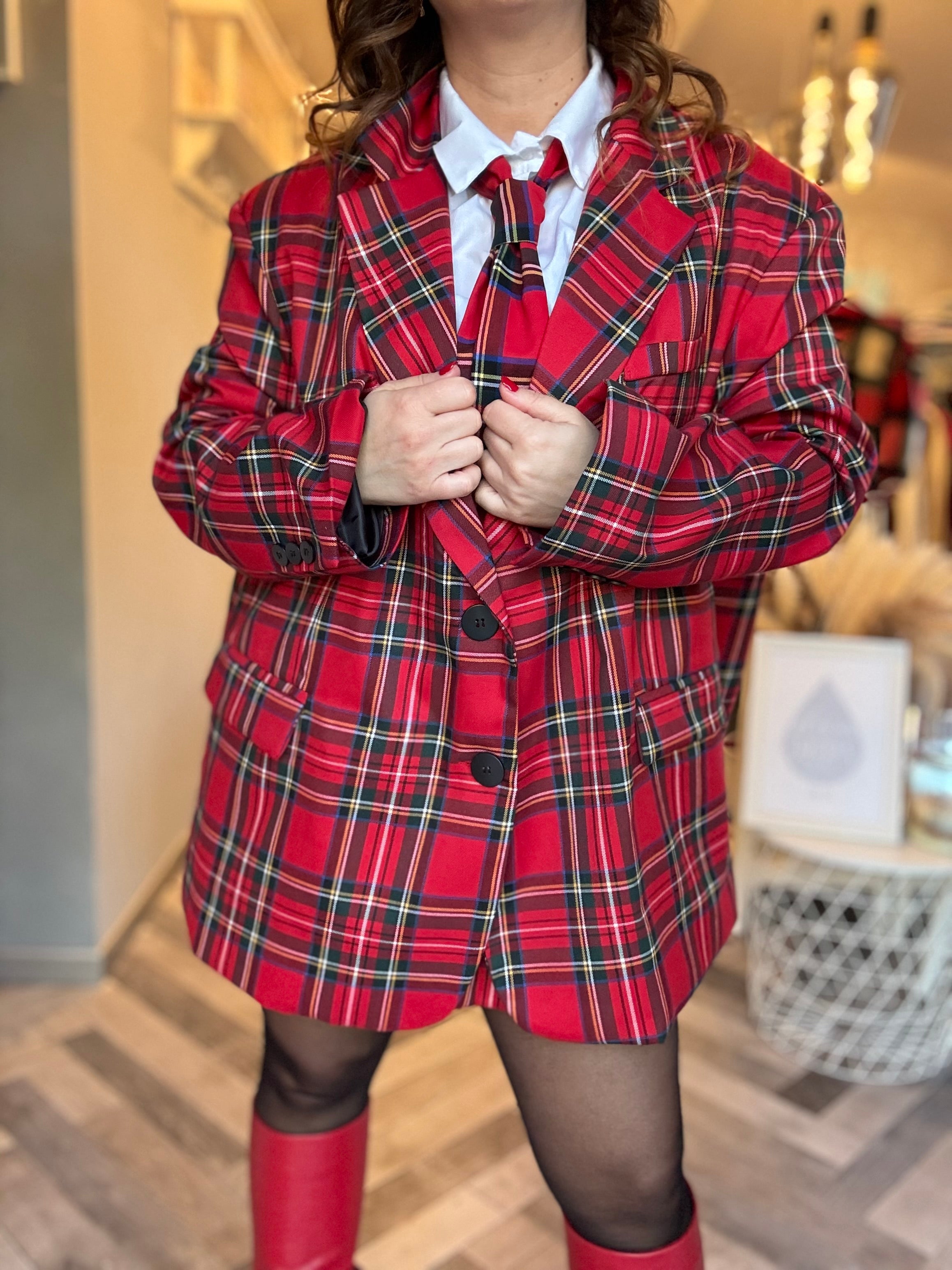 Lumina blazer over tartan