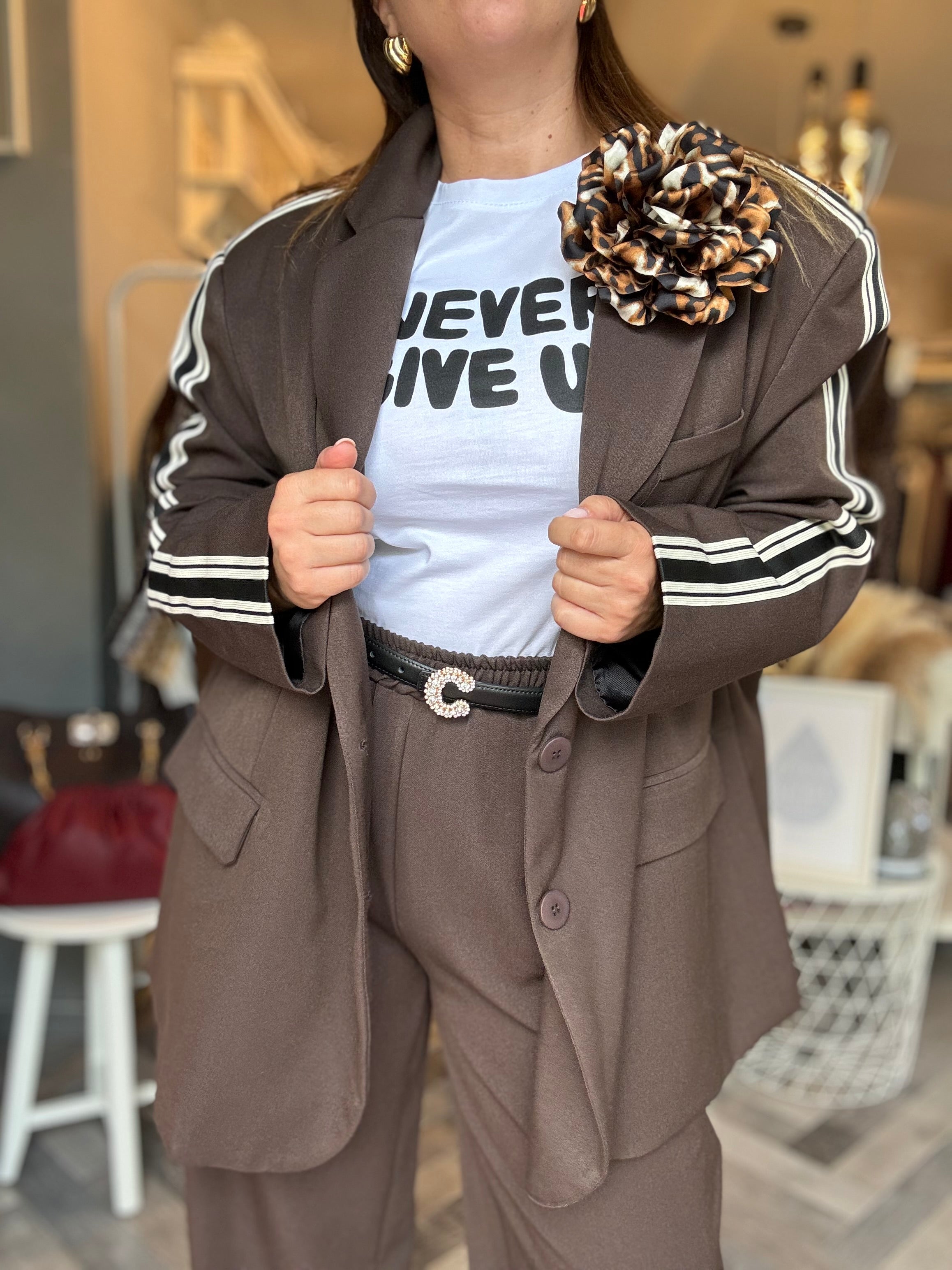 Spilla fiore in satin leopardato