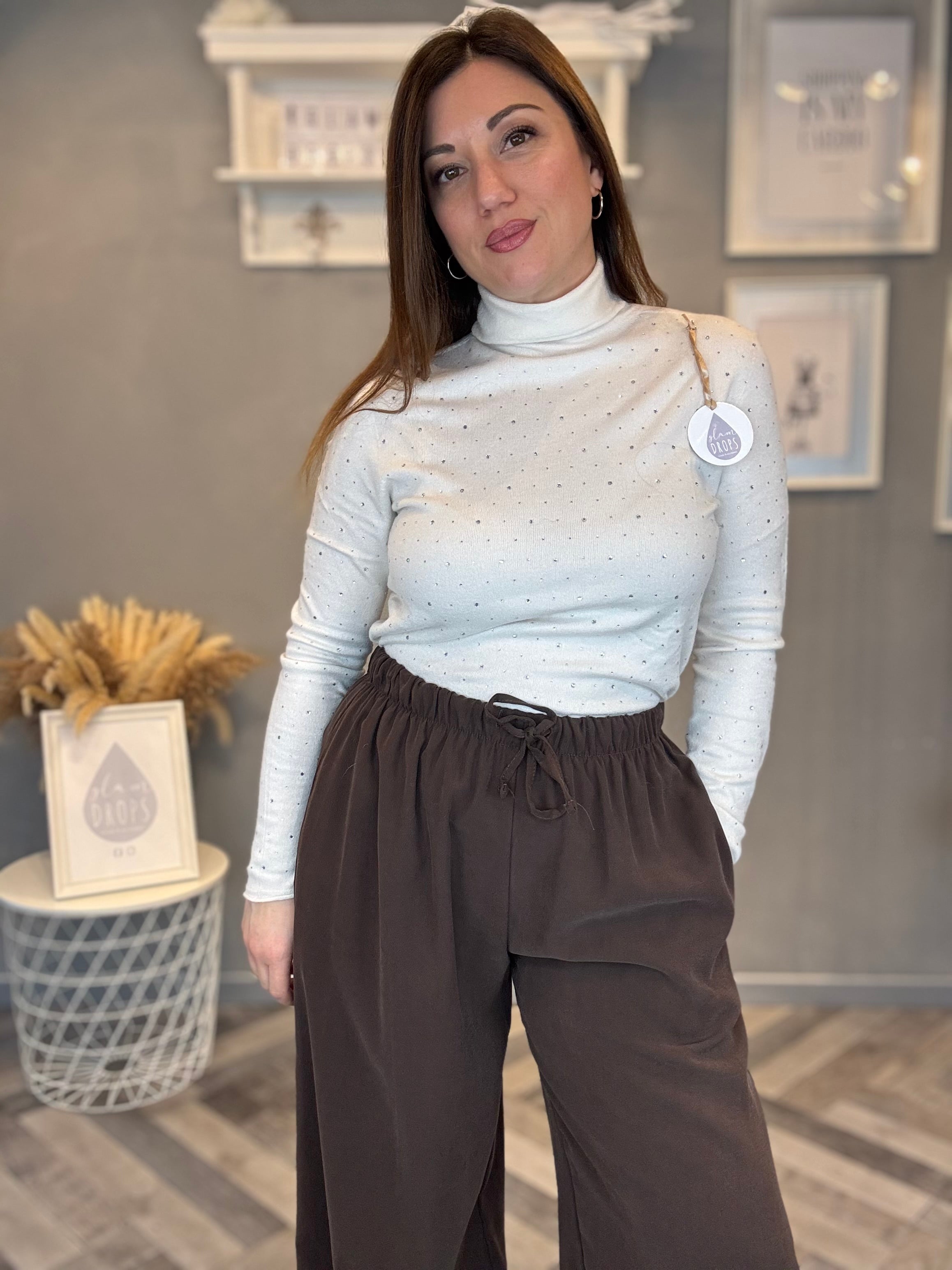 Lupetto con strass panna
