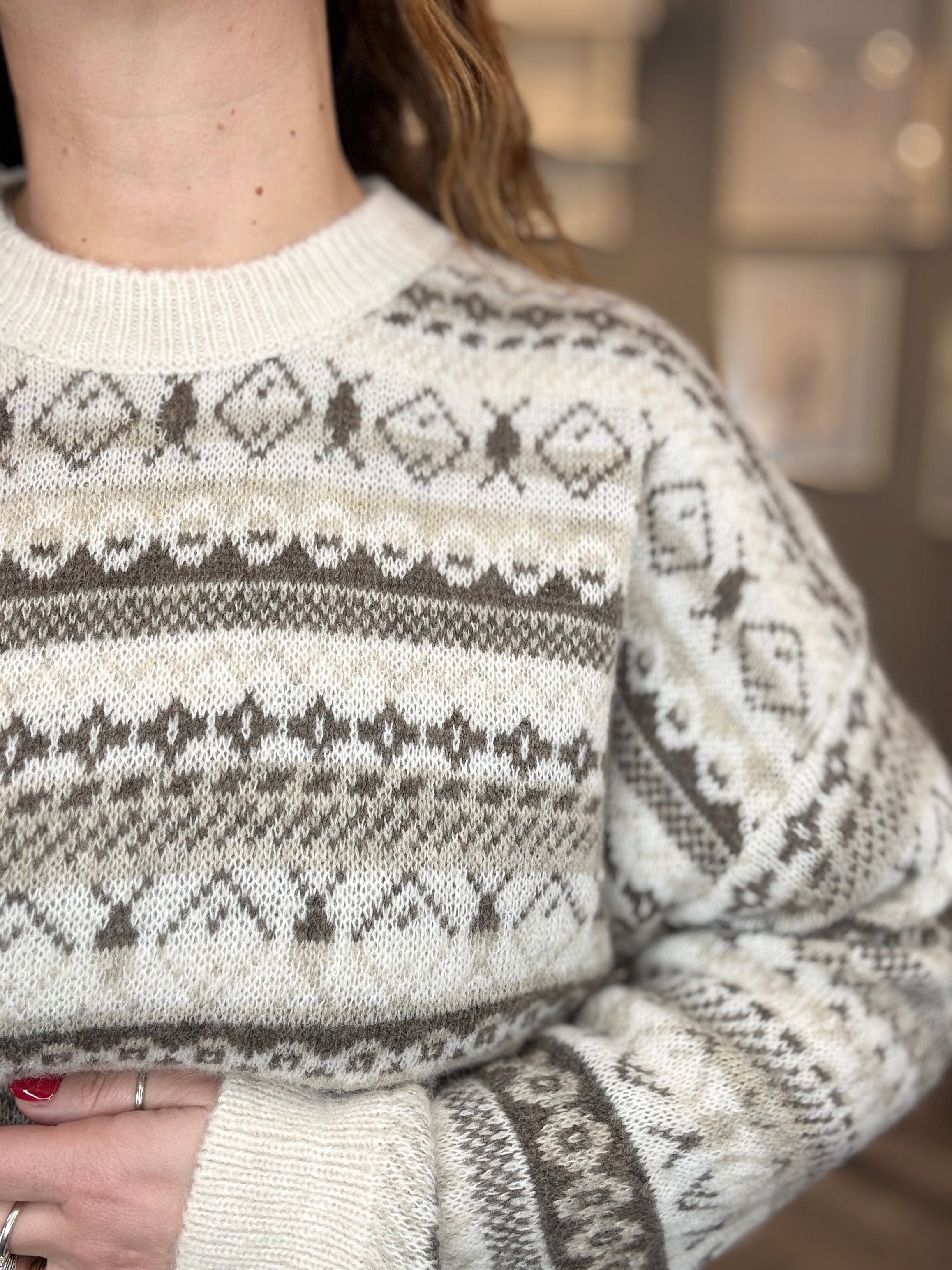 Maglione Jacquard panna