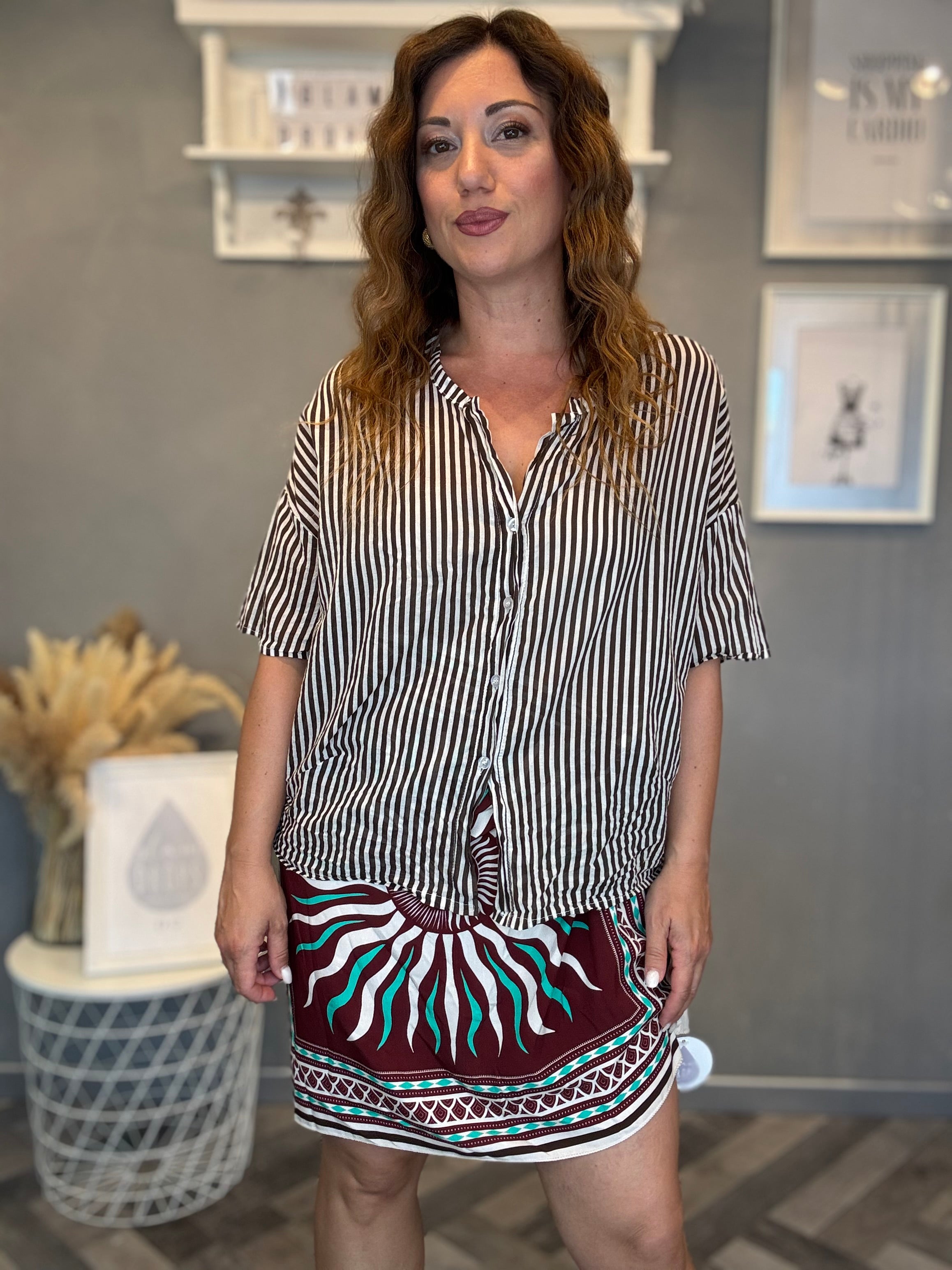 Camicia in mussola righe moro