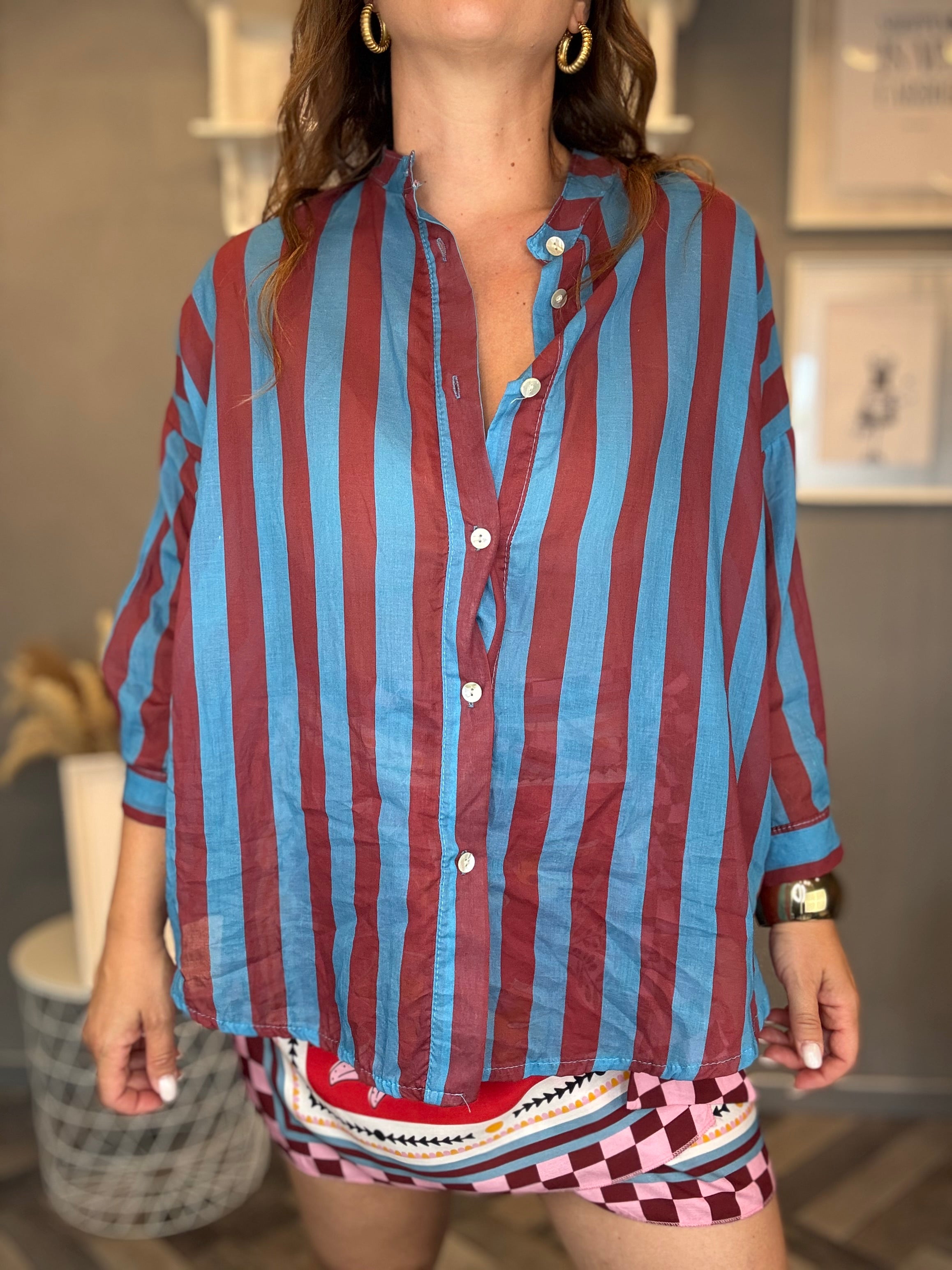 Camicia Isla Bonita righe India e carta da zucchero