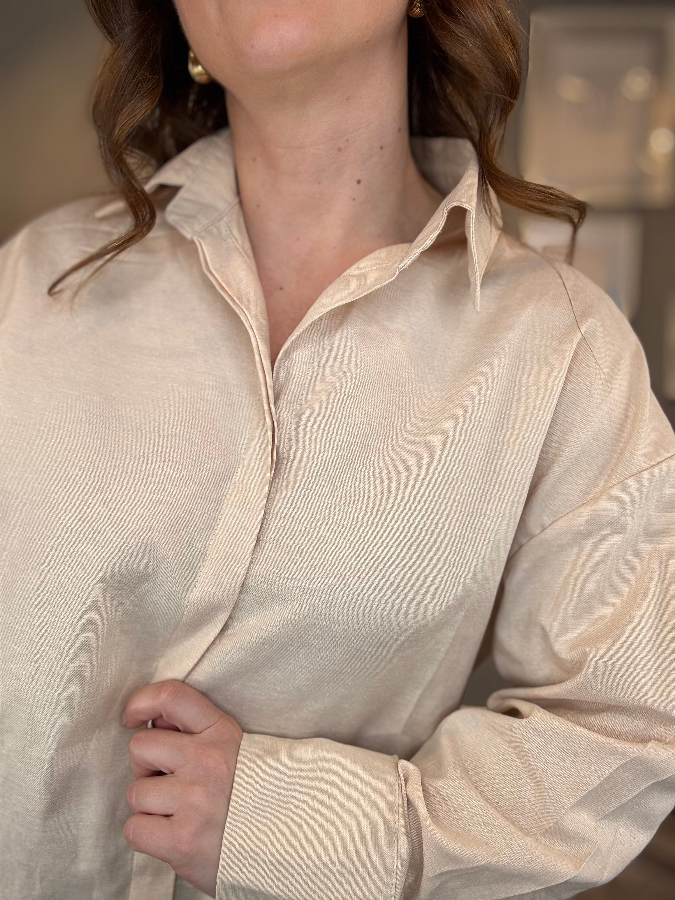 Camicia soft touch over beige
