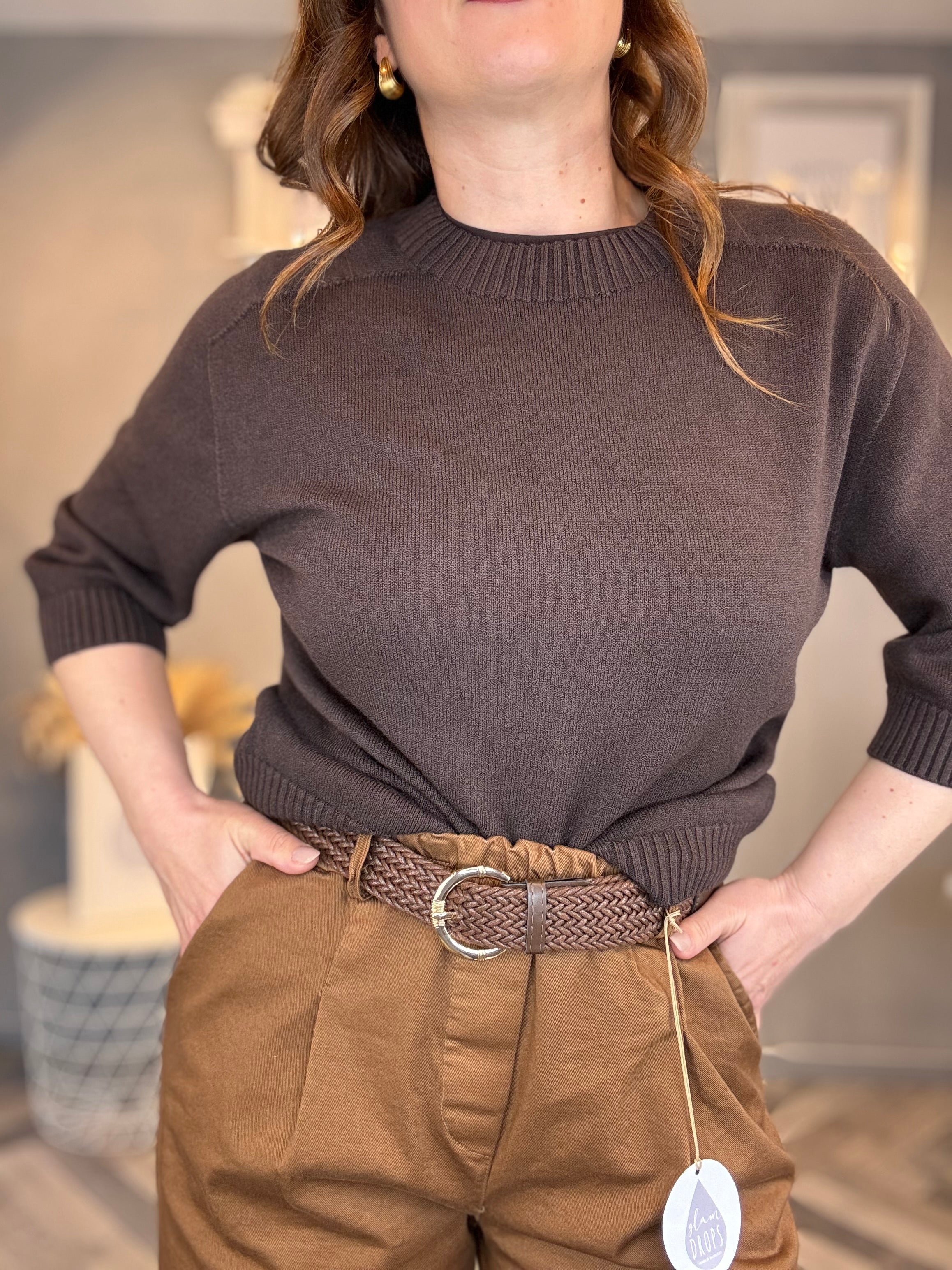 Pantalone carrot cioccolato con cintura