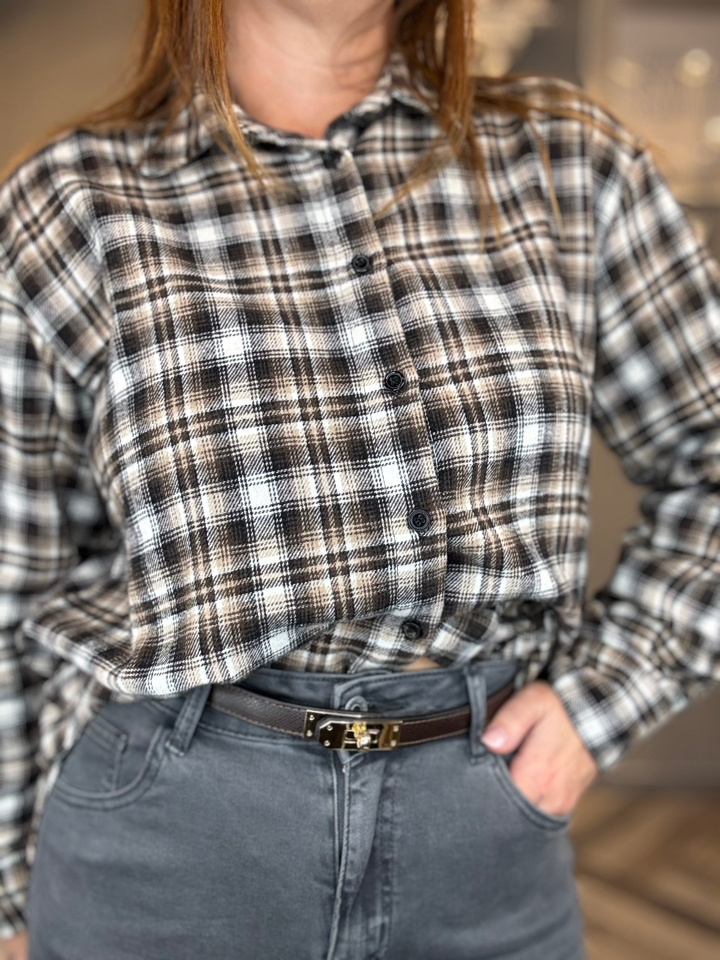 Camicia flanella check cioccolato