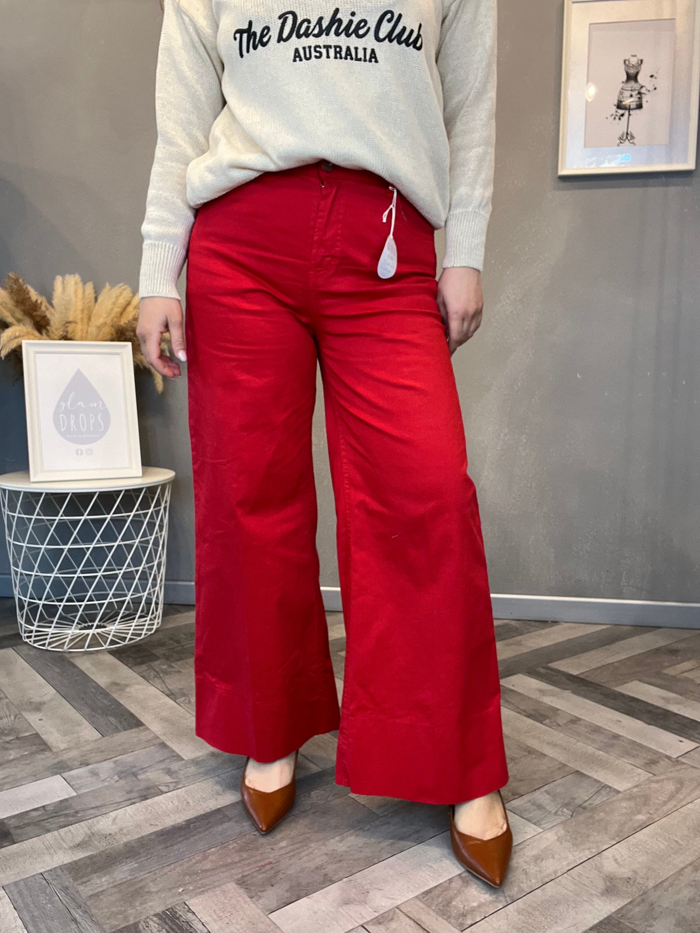 Pantalone wide leg rosso