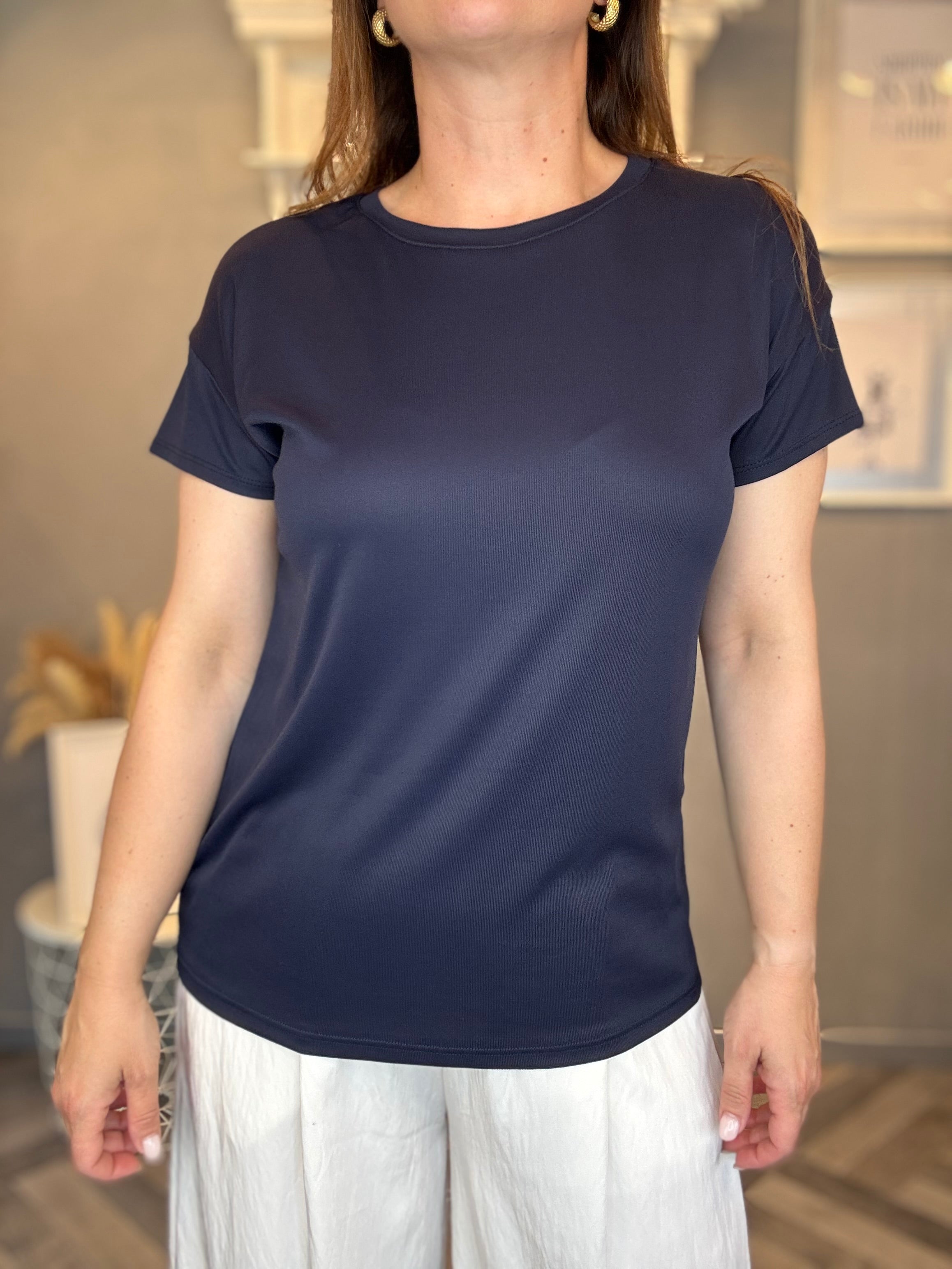 T-shirt basic modal blu