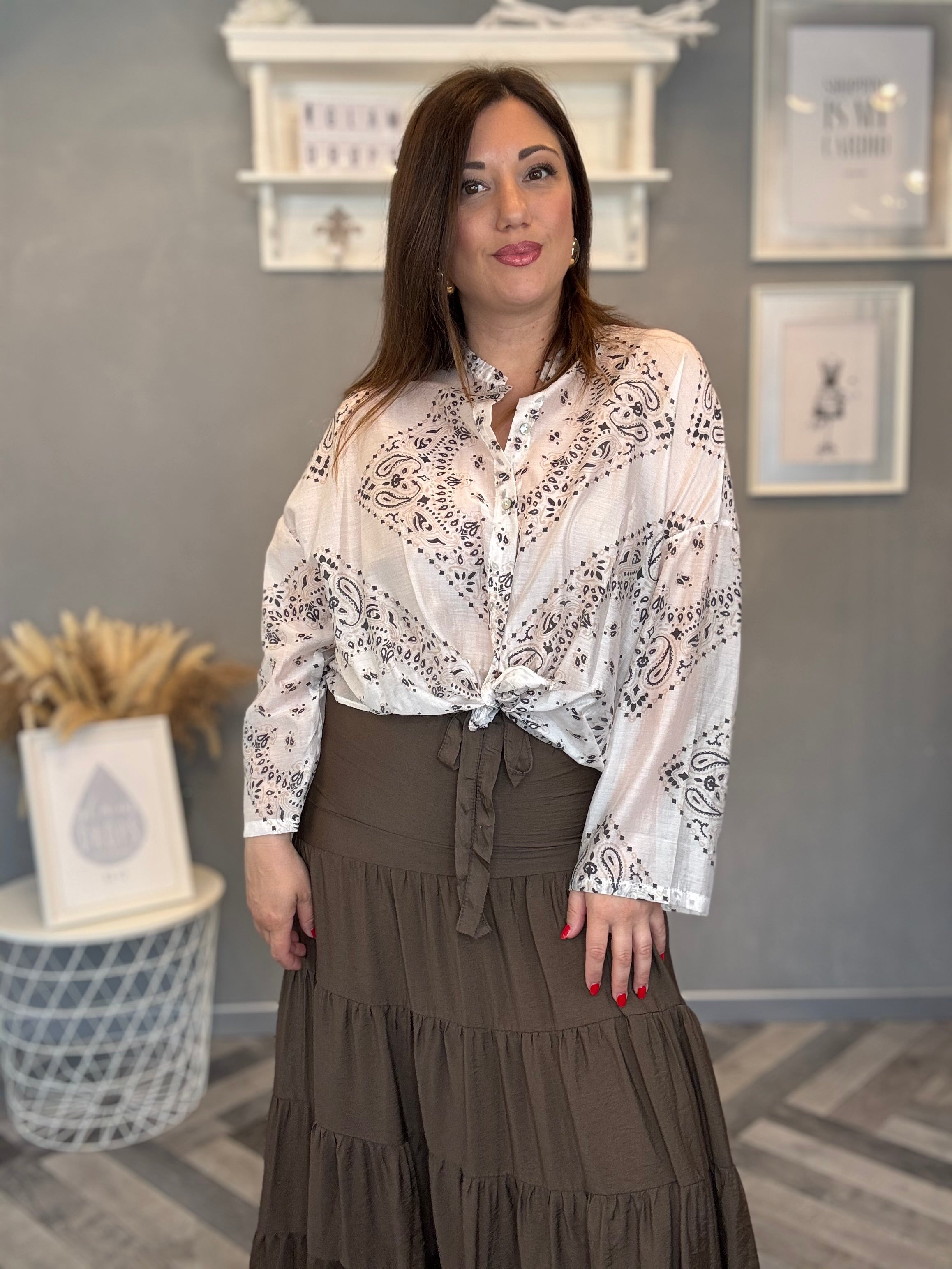 Camicia bandana panna