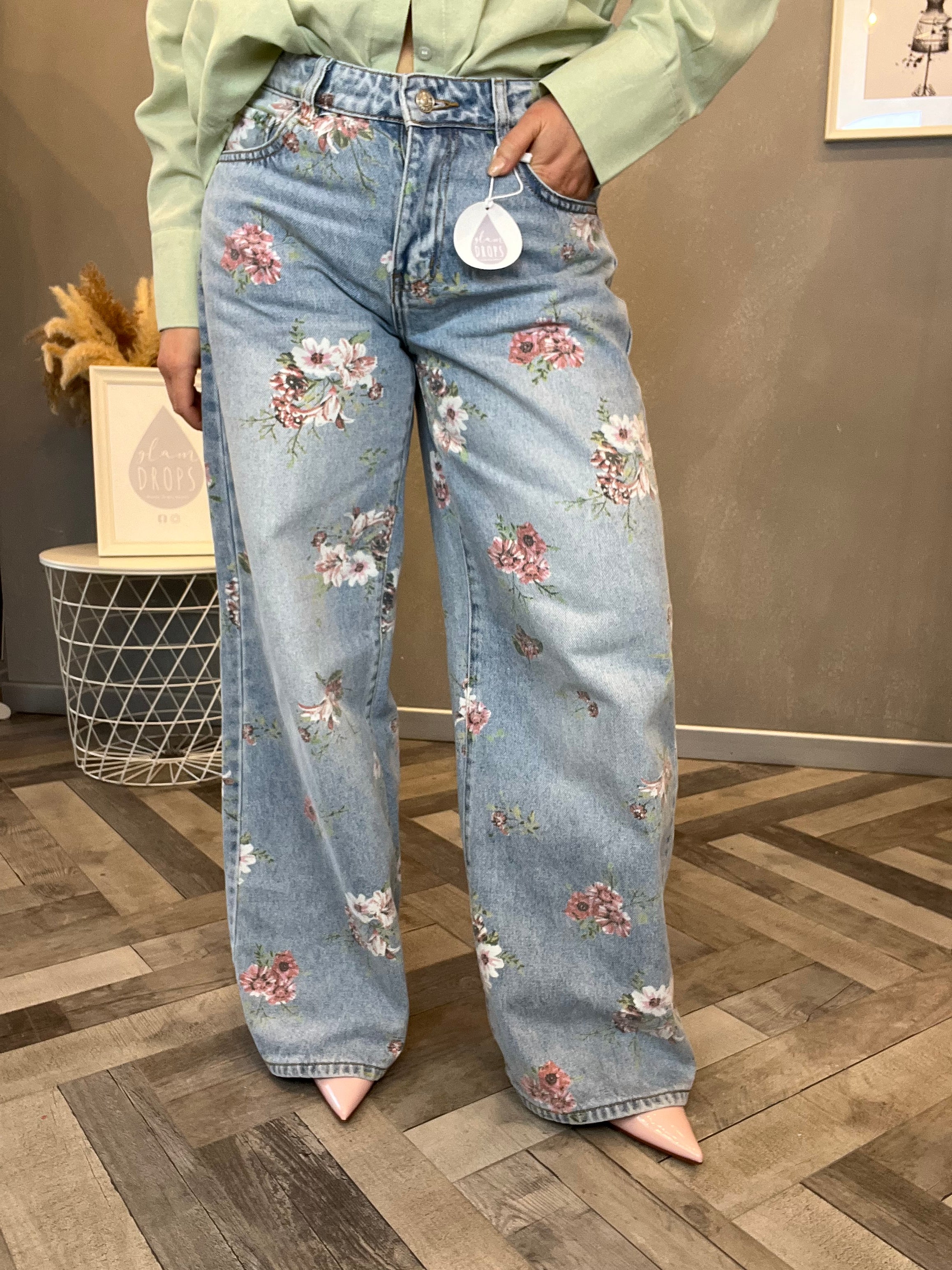 Jeans pink flower