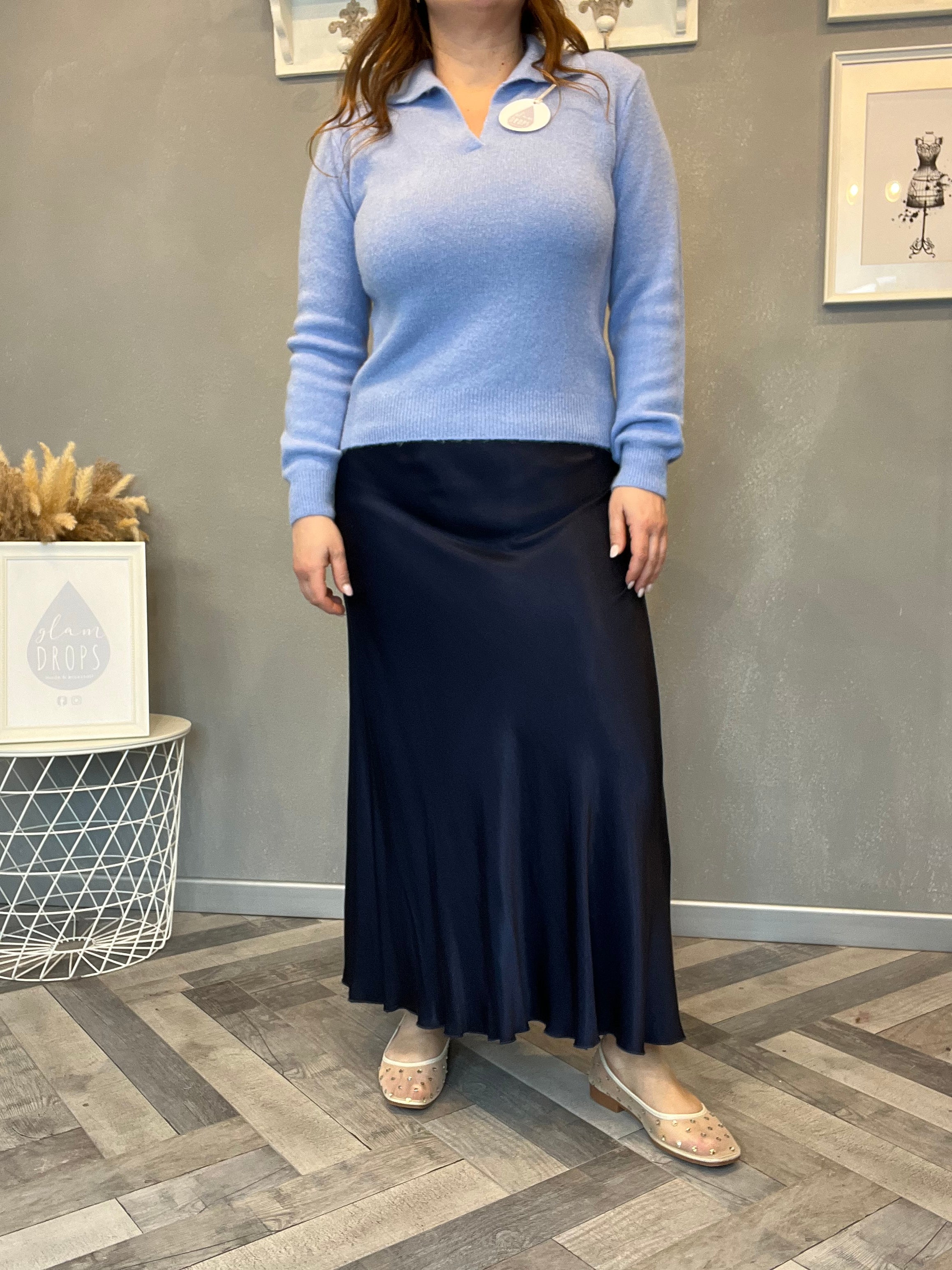 Gonna in raso di viscosa Lucy