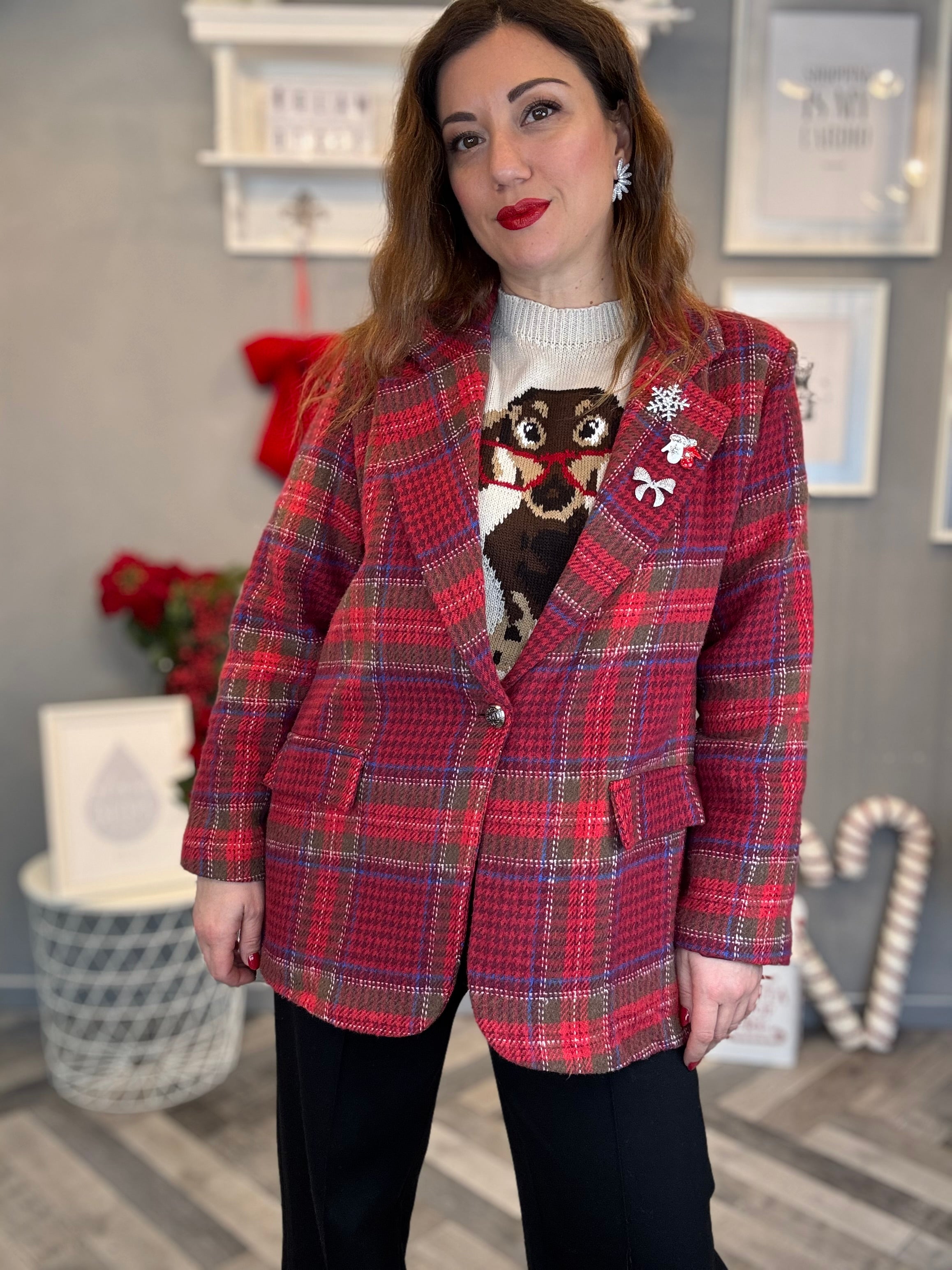 Blazer tartan rosso