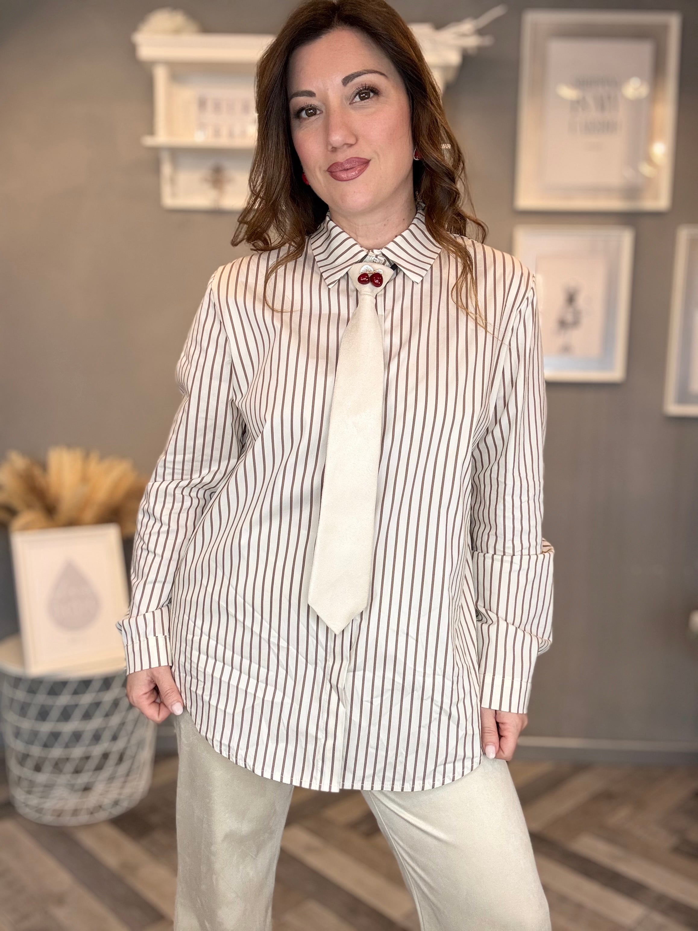 Camicia over burro righe biscotto