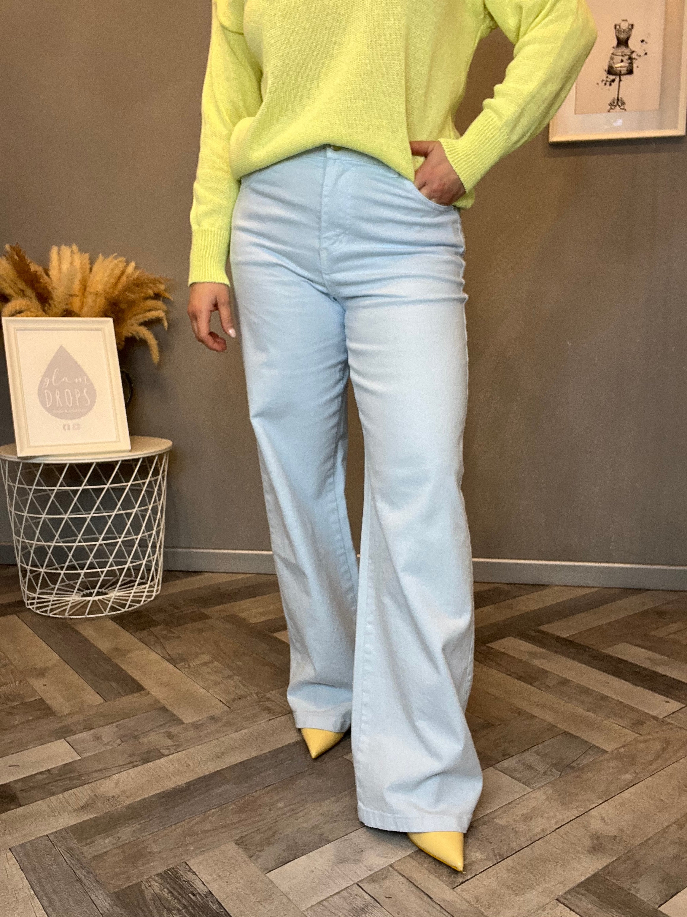 Jeans wide leg celeste