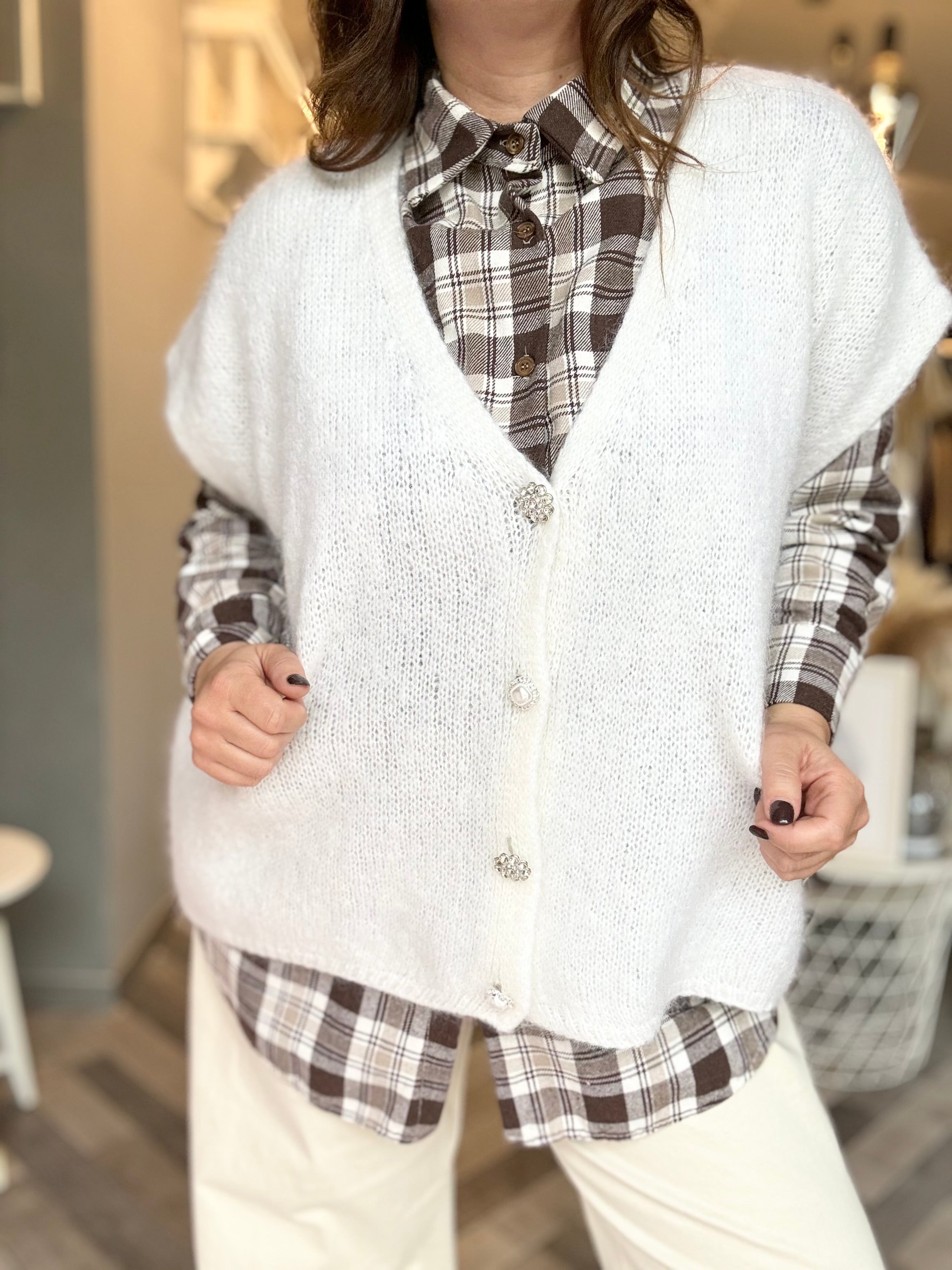 Gilet in maglia over 4 bottoni