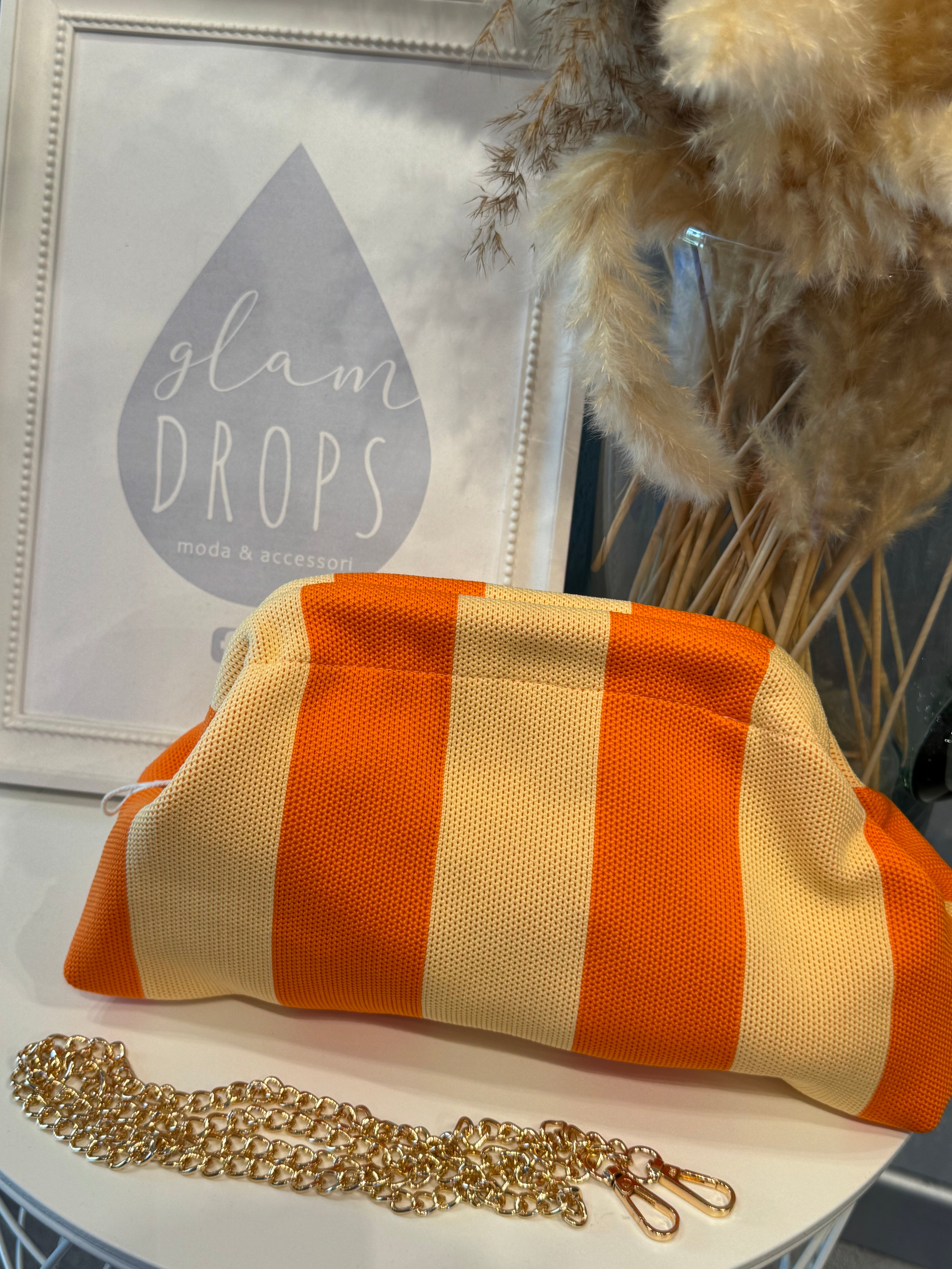 Borsa Stripe arancione e giallo pastello