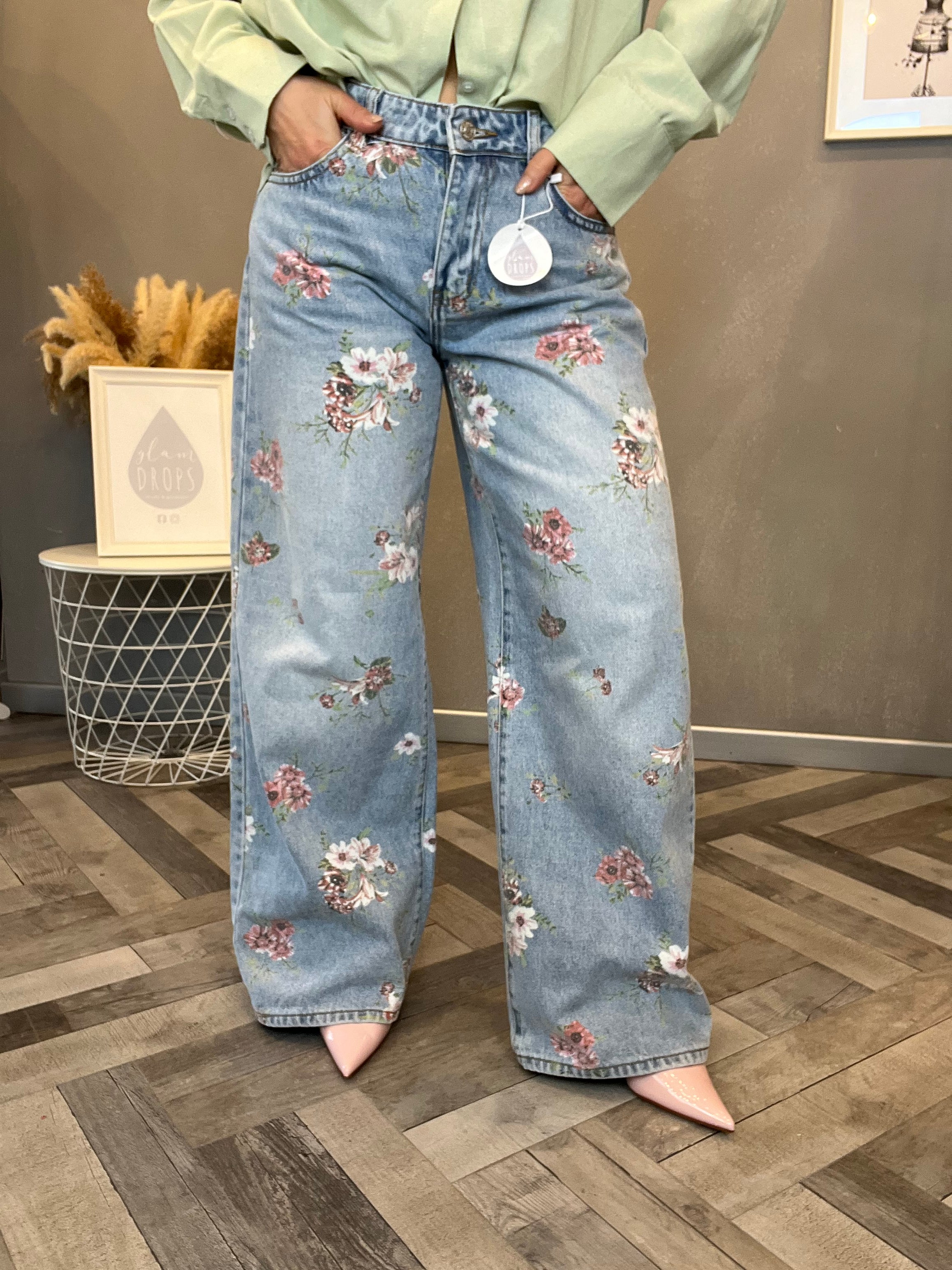 Jeans pink flower