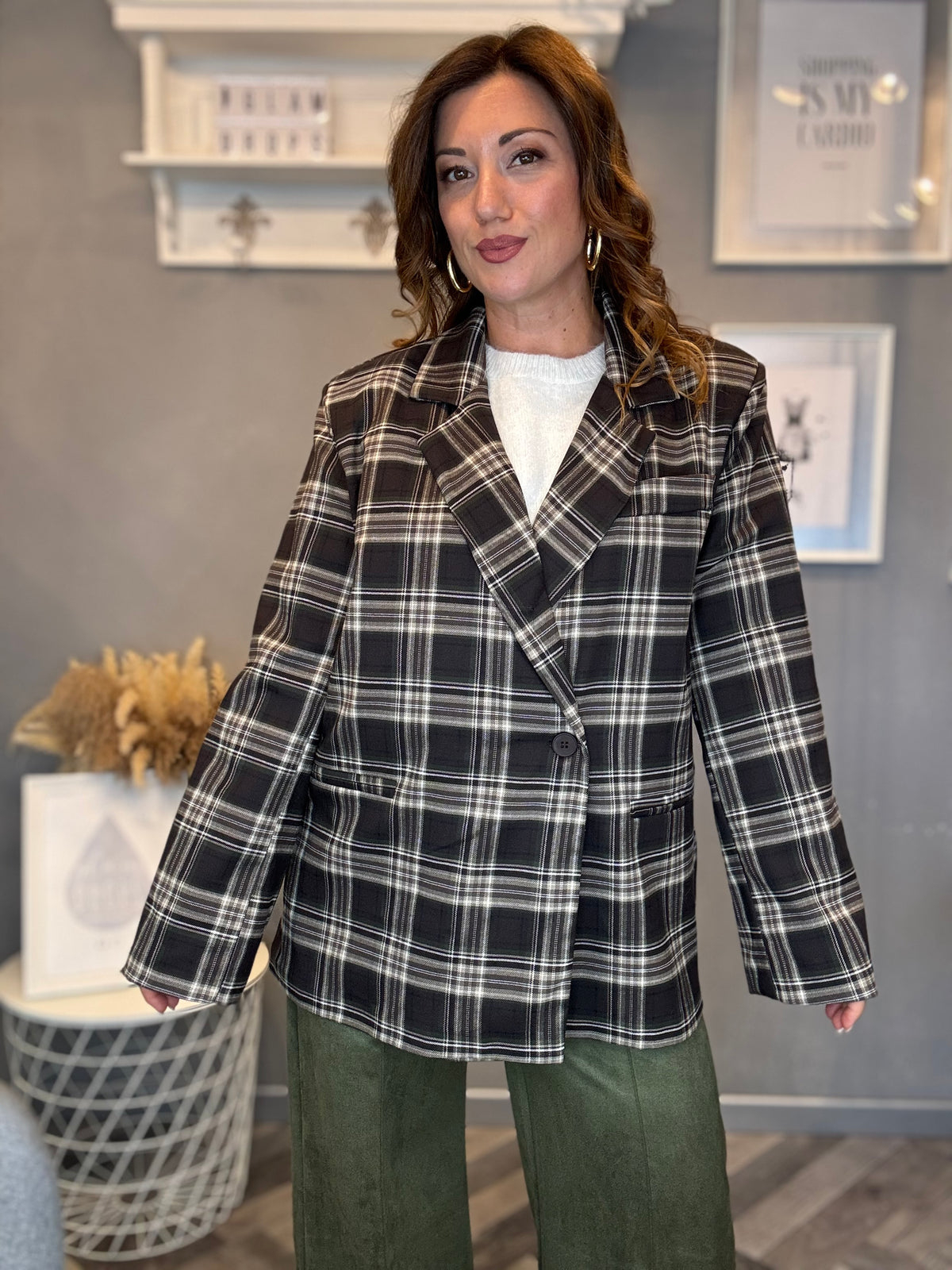 Blazer check moro e verde militare