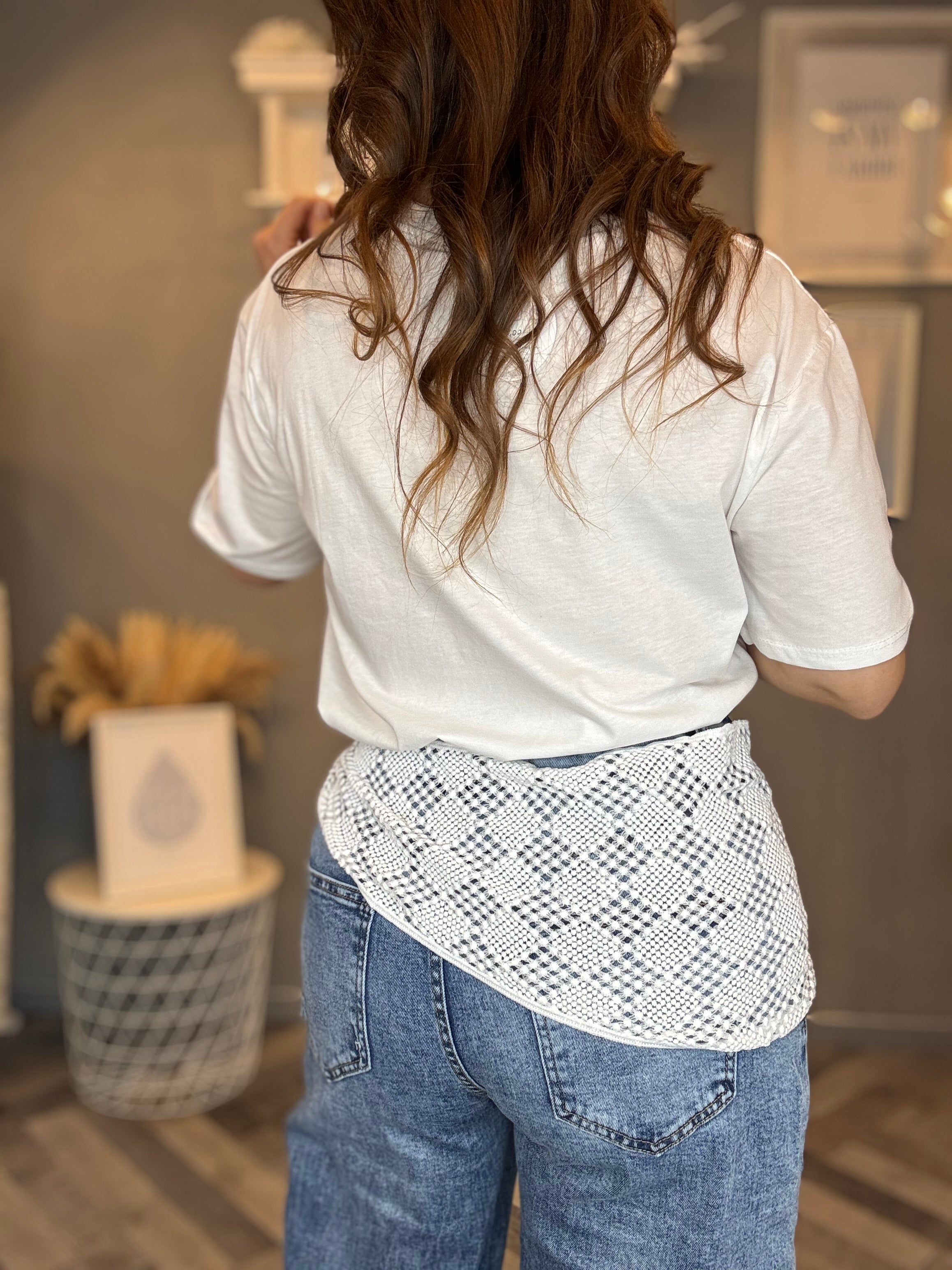 Foulard triangolare in pizzo rombi