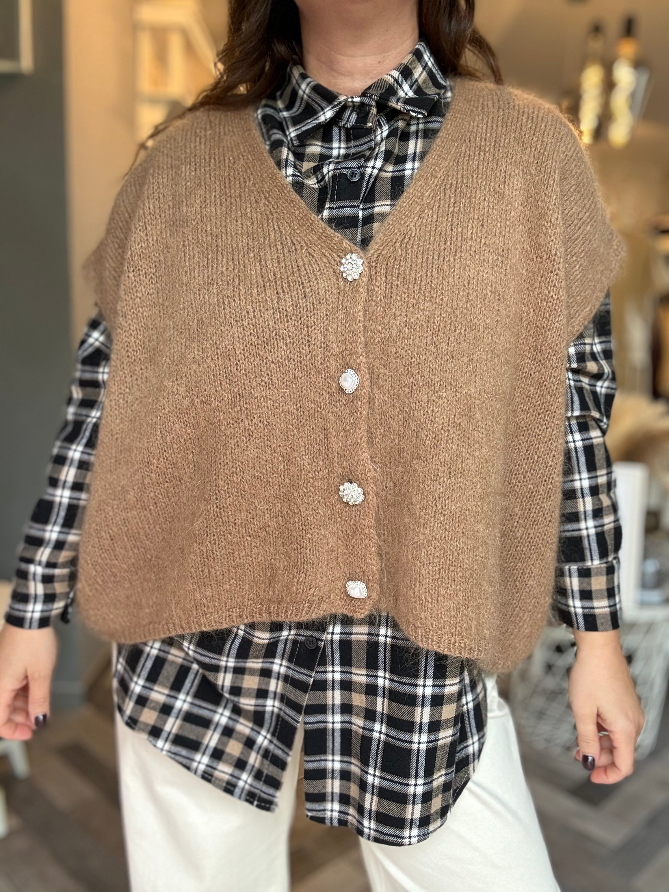 Gilet in maglia over 4 bottoni