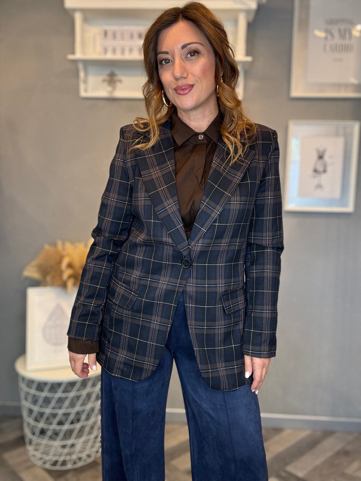 Blazer check blu e moro