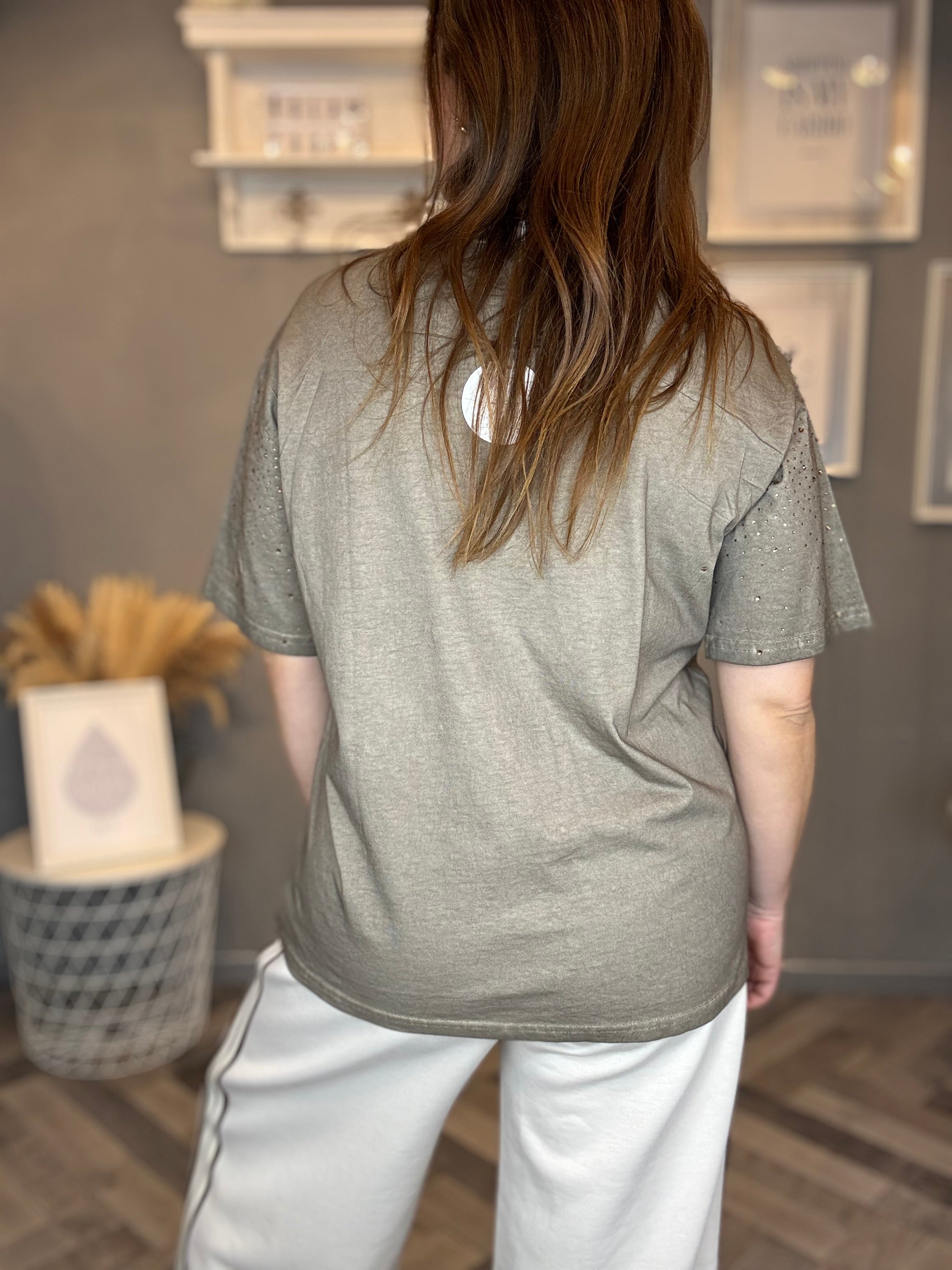 T-shirt Glam strass tortora