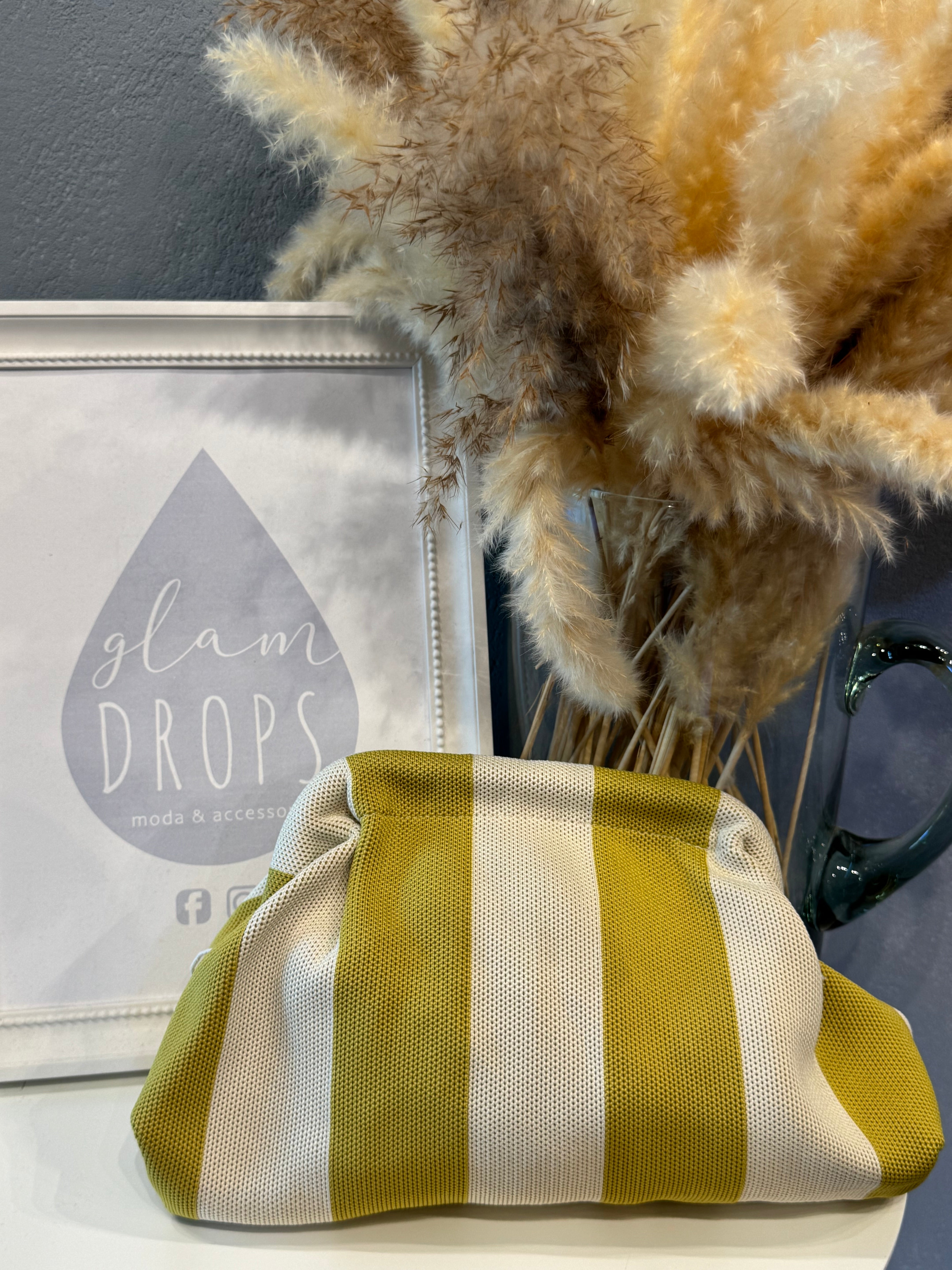 Borsa Stripe verde acido e bianco
