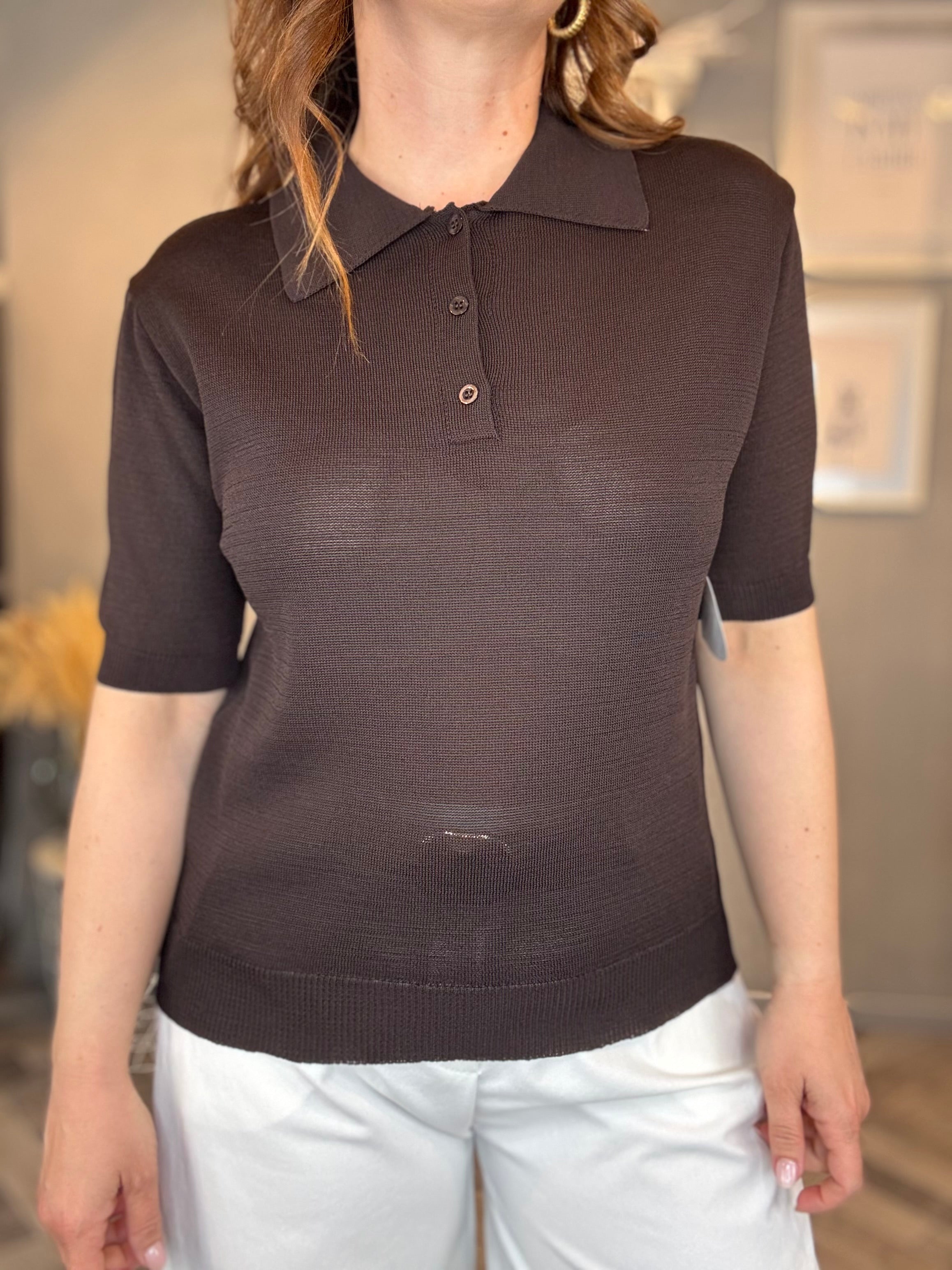 Polo in maglia soft moro