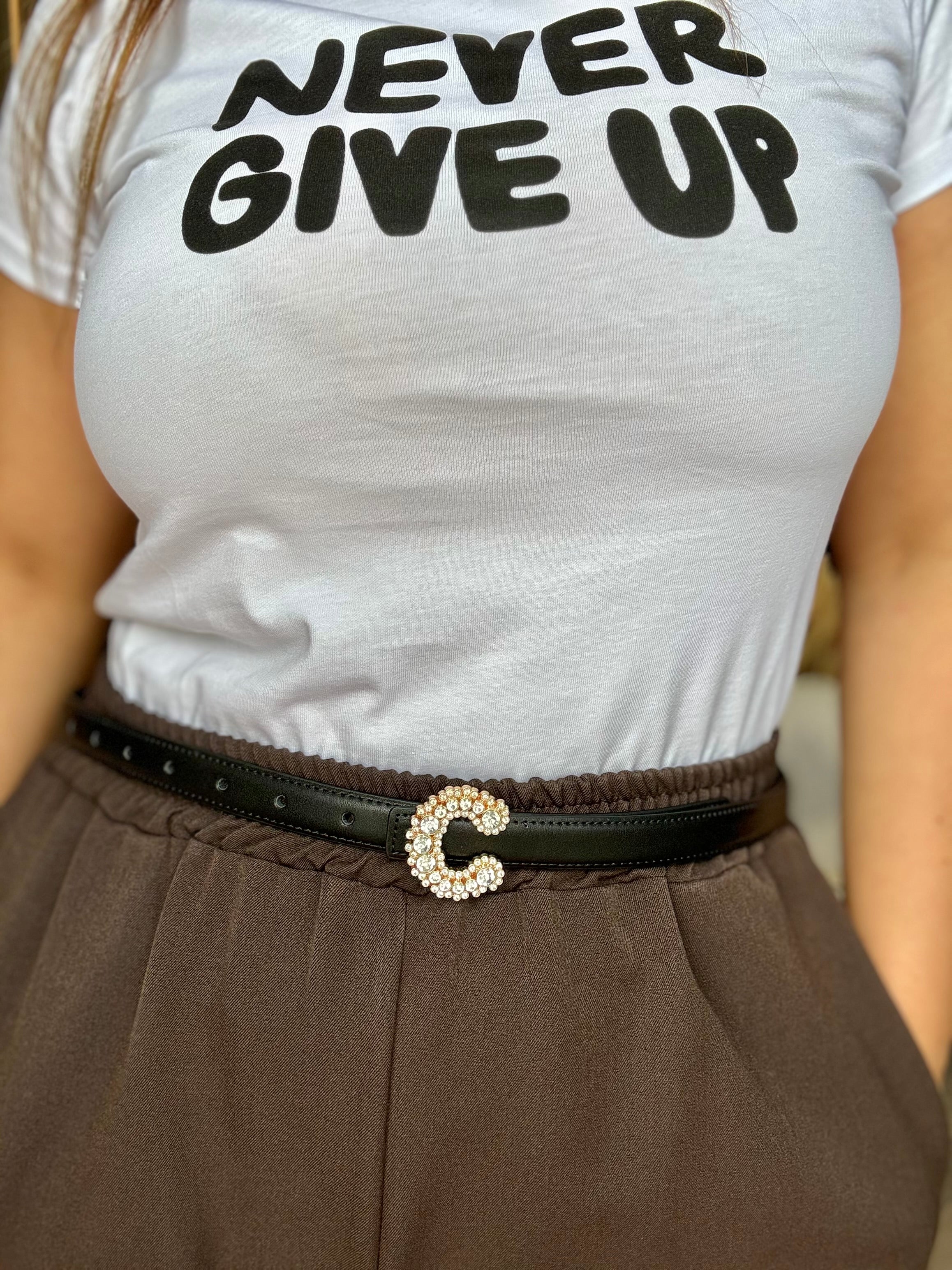 Cintura ecopelle CC con strass