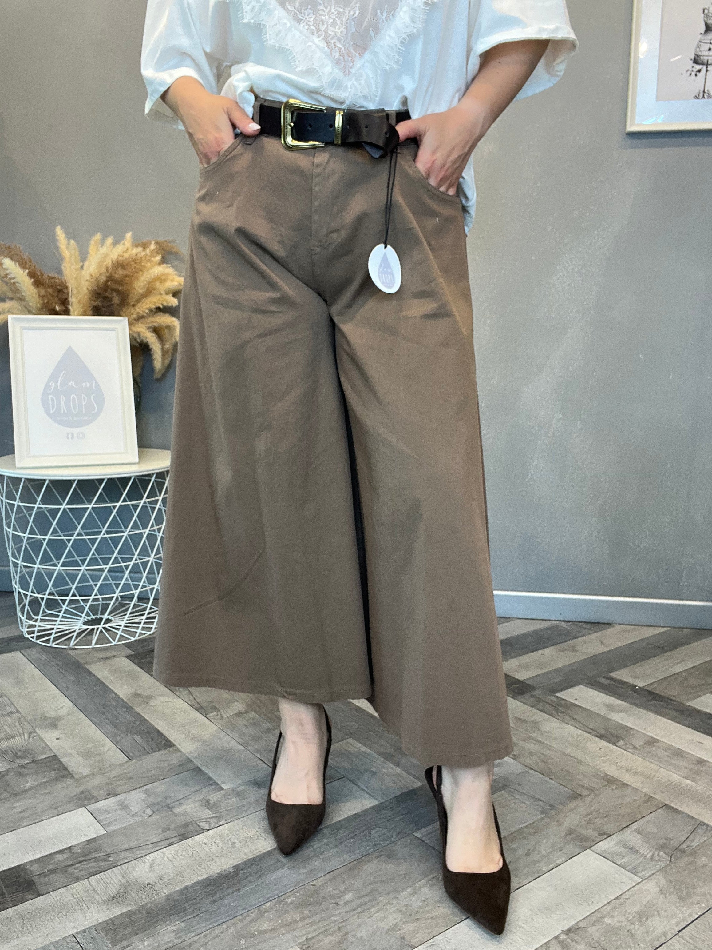 Gonna pantalone crop tortora