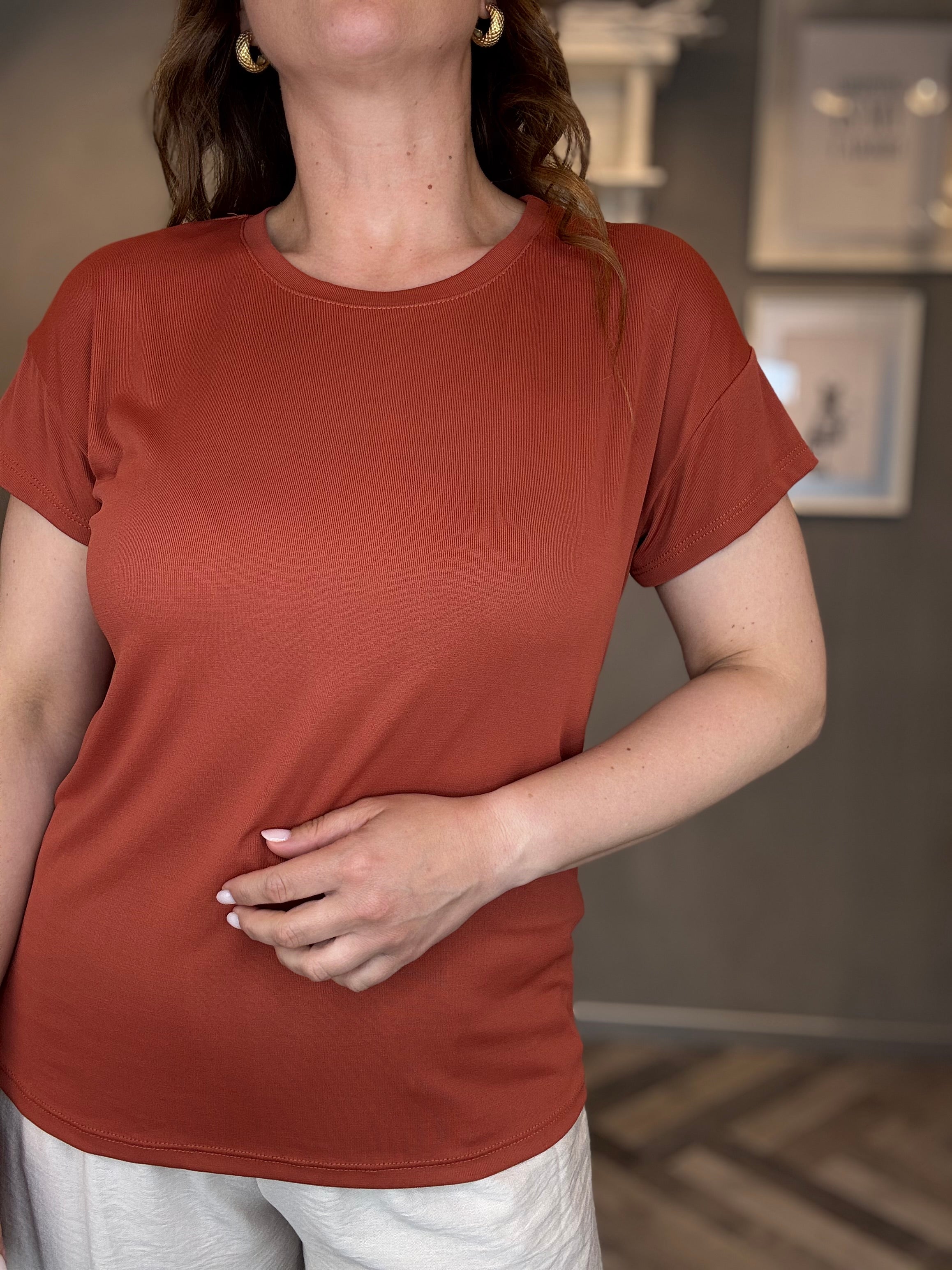 T-shirt basic modal ruggine