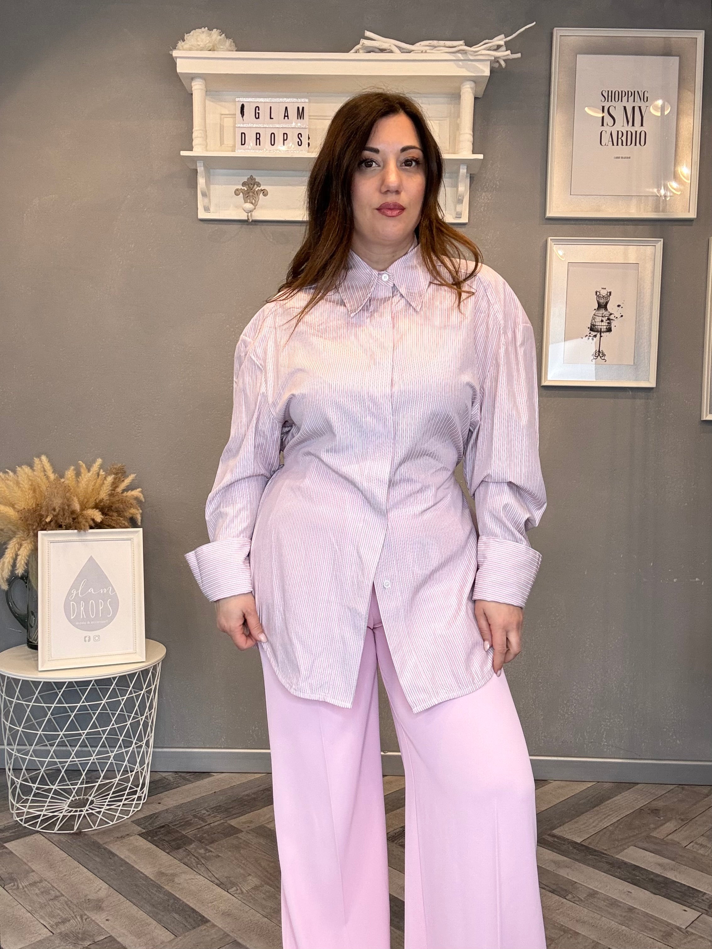 Camicia a righe bianche con laccio