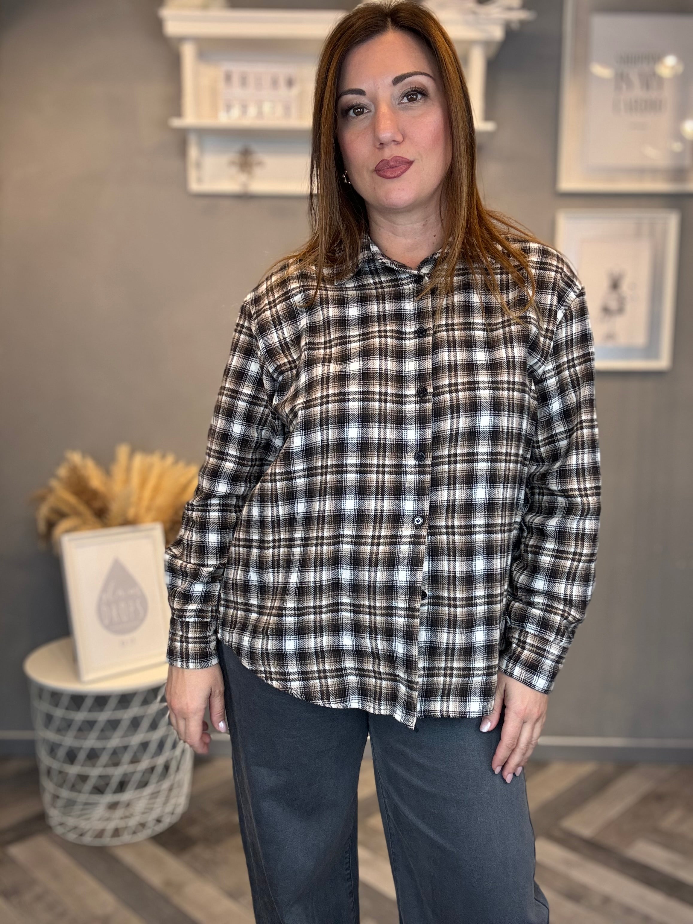Camicia flanella check cioccolato