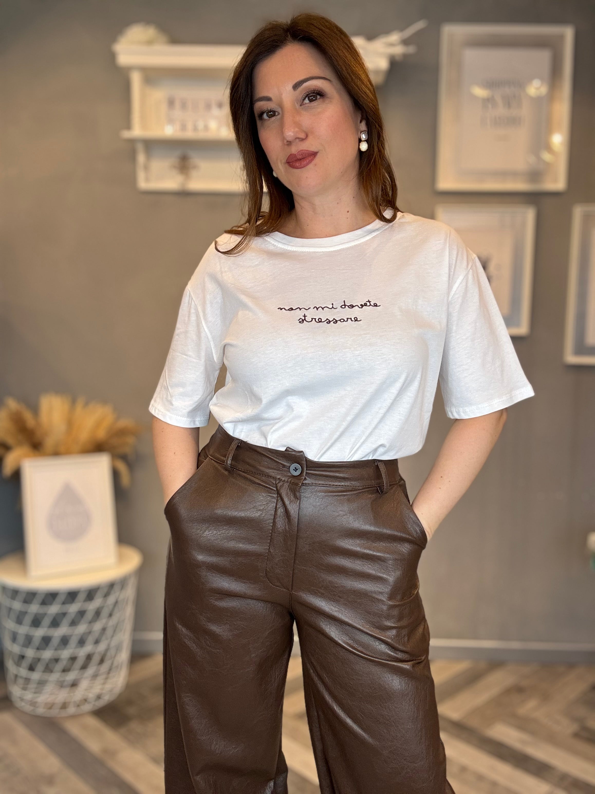 T-shirt Non mi dovete stressare cioccolato