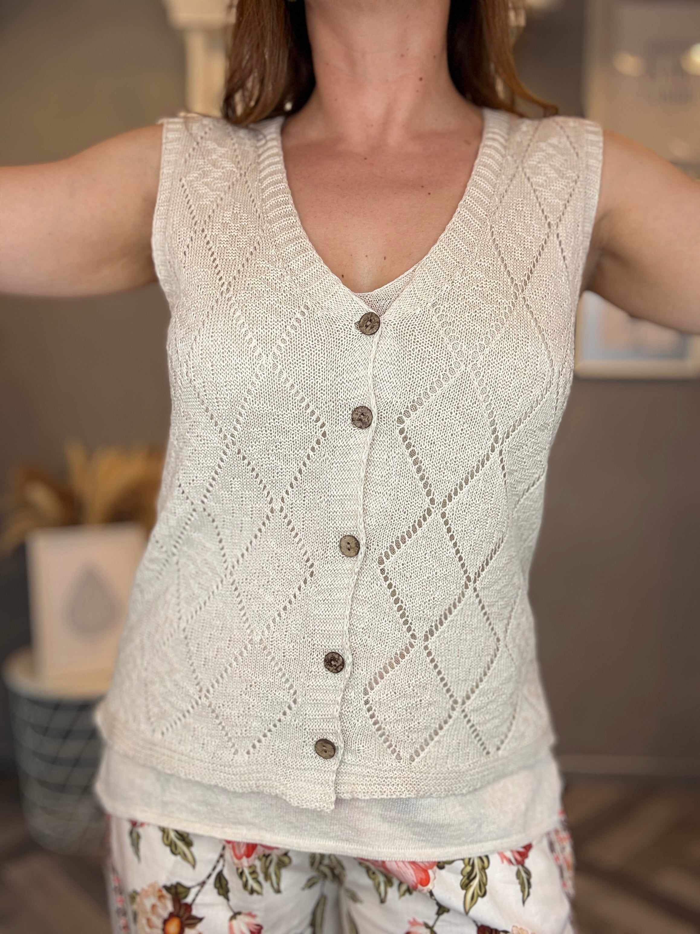 Gilet traforato rombi burro