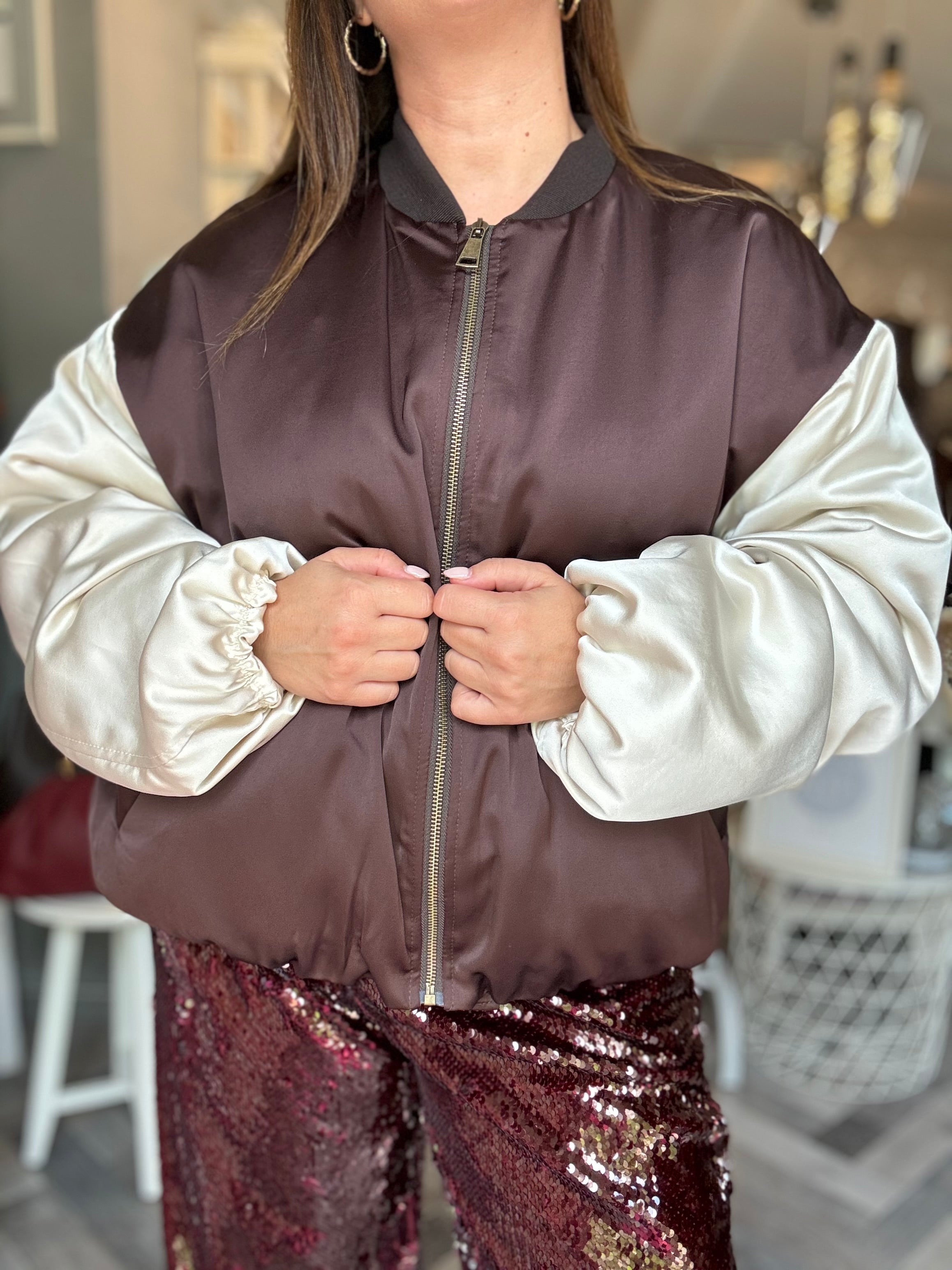 Bomber raso bicolore