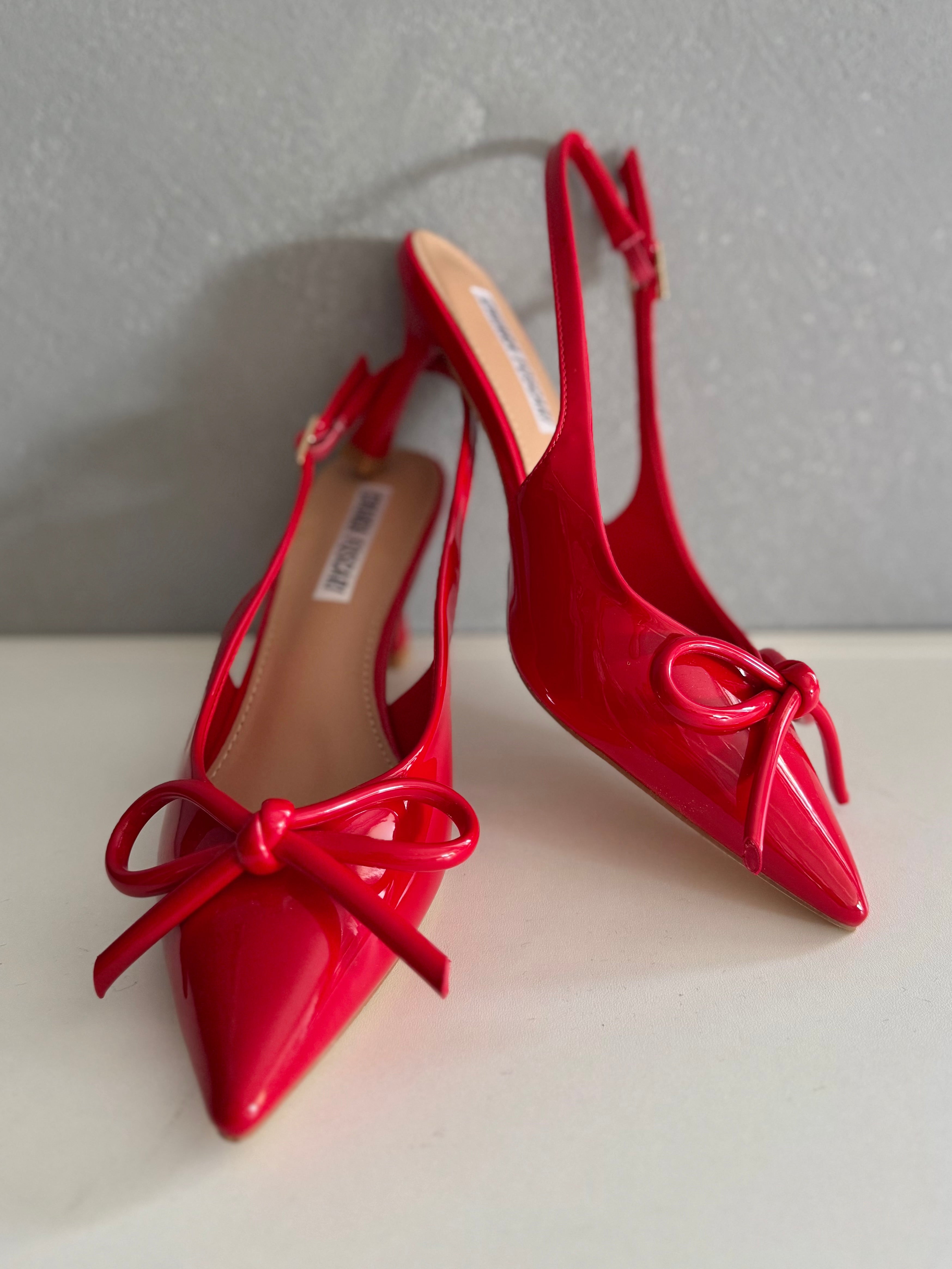 Décolleté Slingback fiocco in vernice