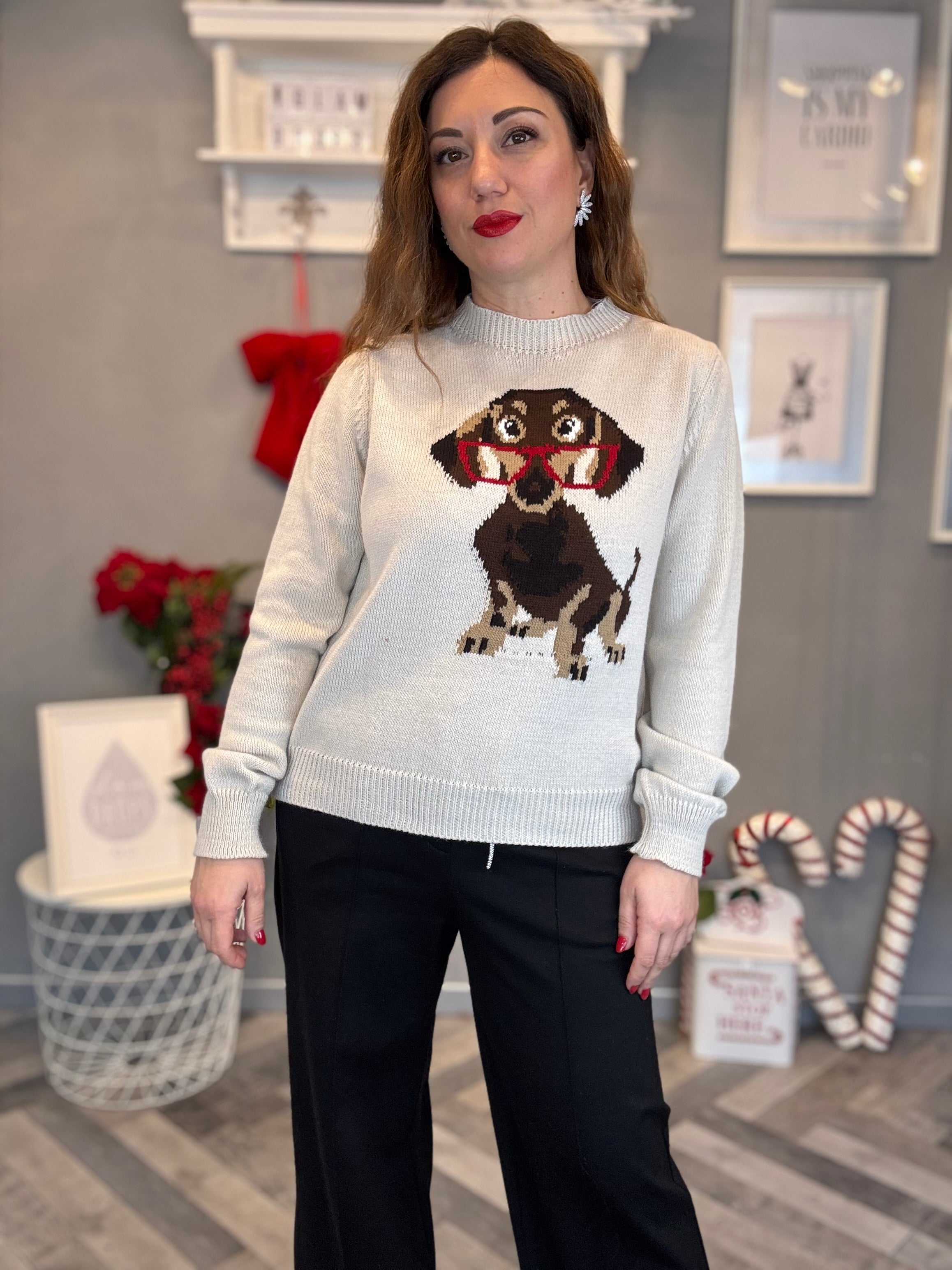 Maglioncino bassotto panna