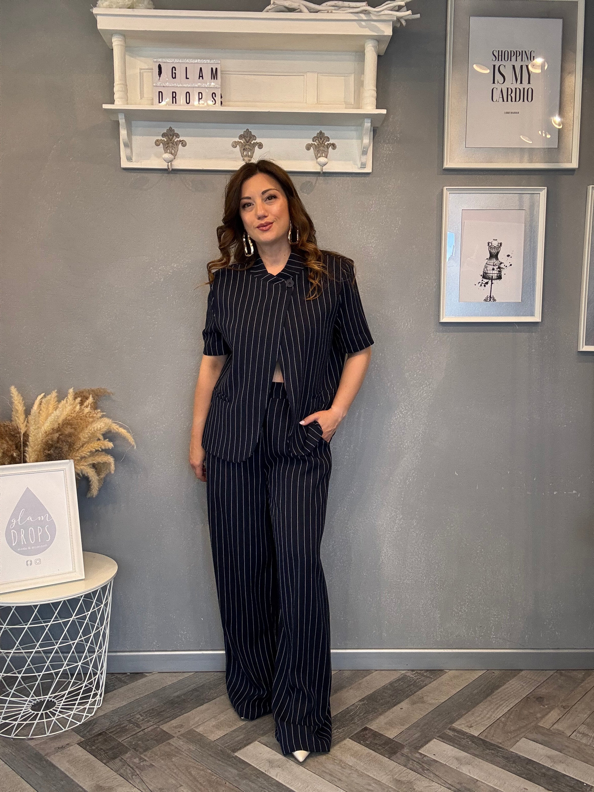 Set Icona gessato blu