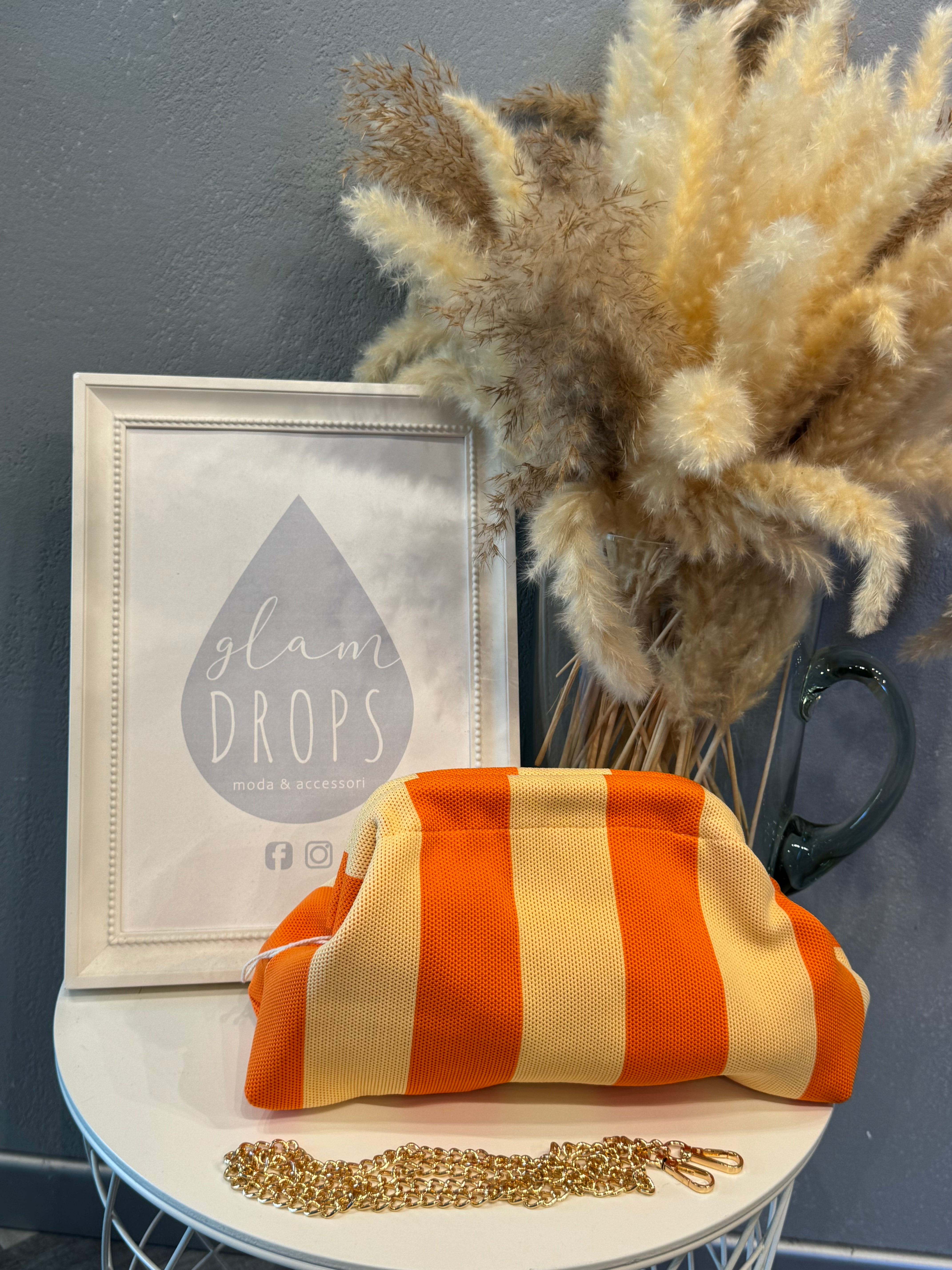 Borsa Stripe arancione e giallo pastello