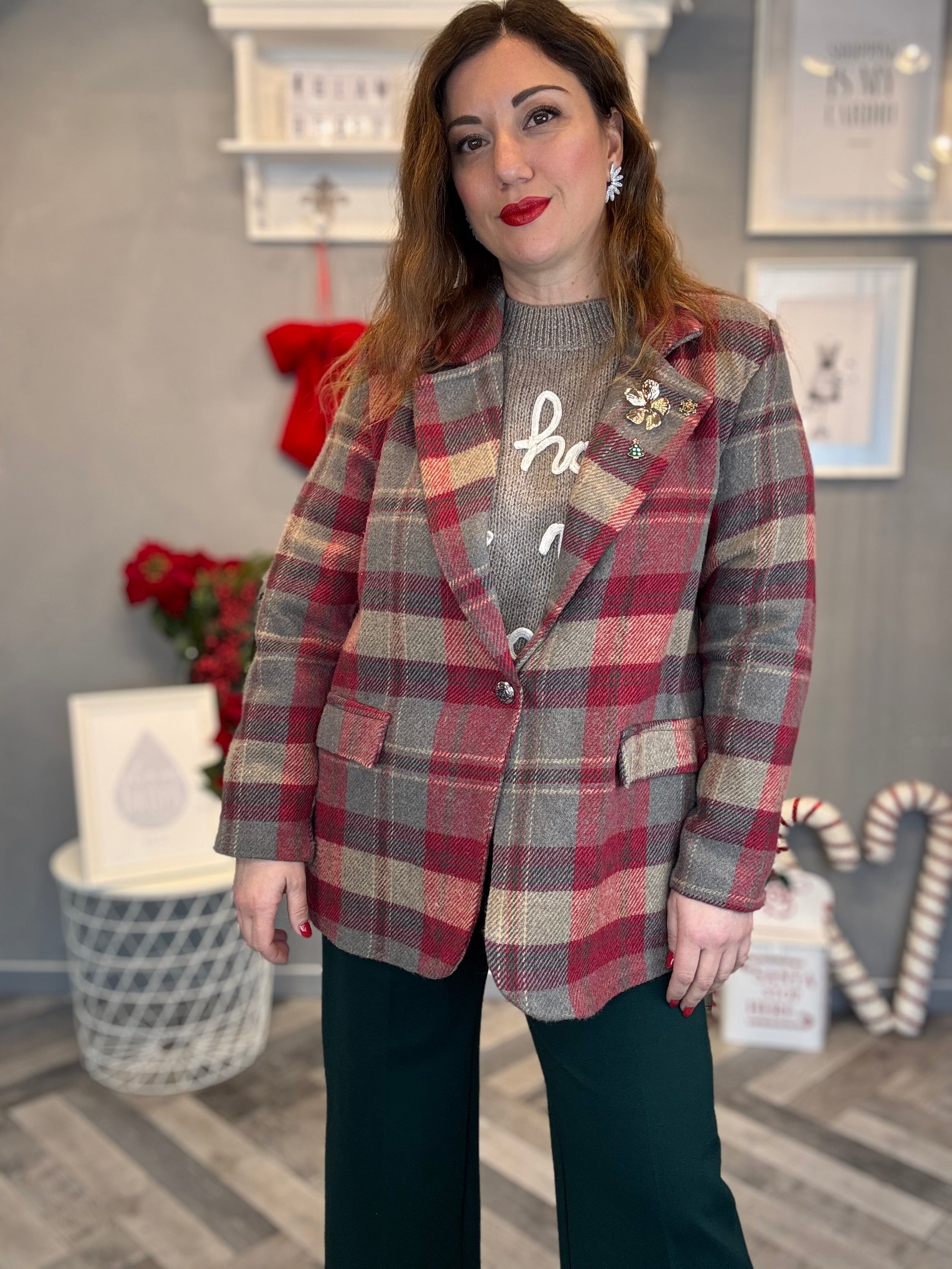 Blazer tartan tortora