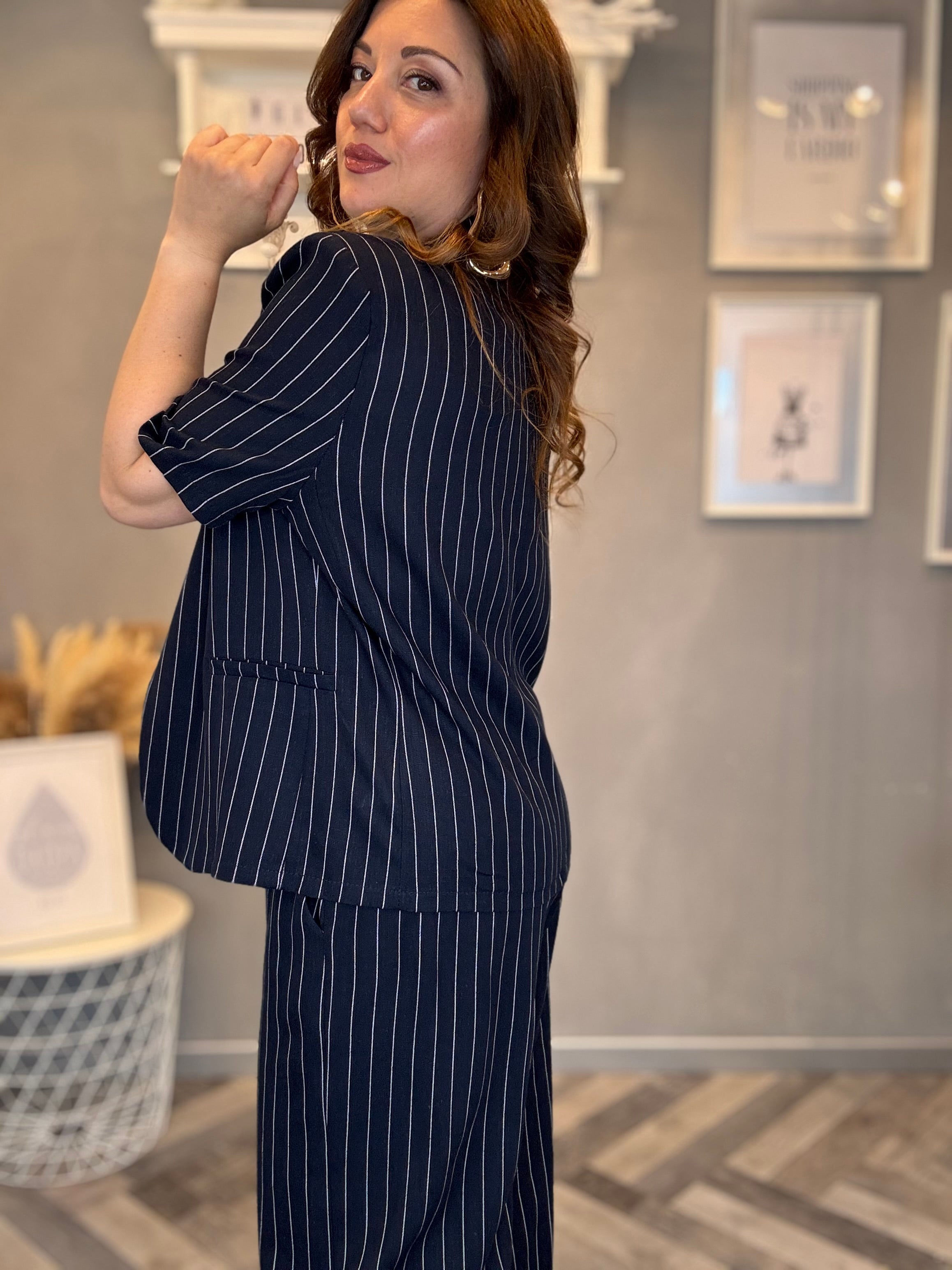 Set Icona gessato blu