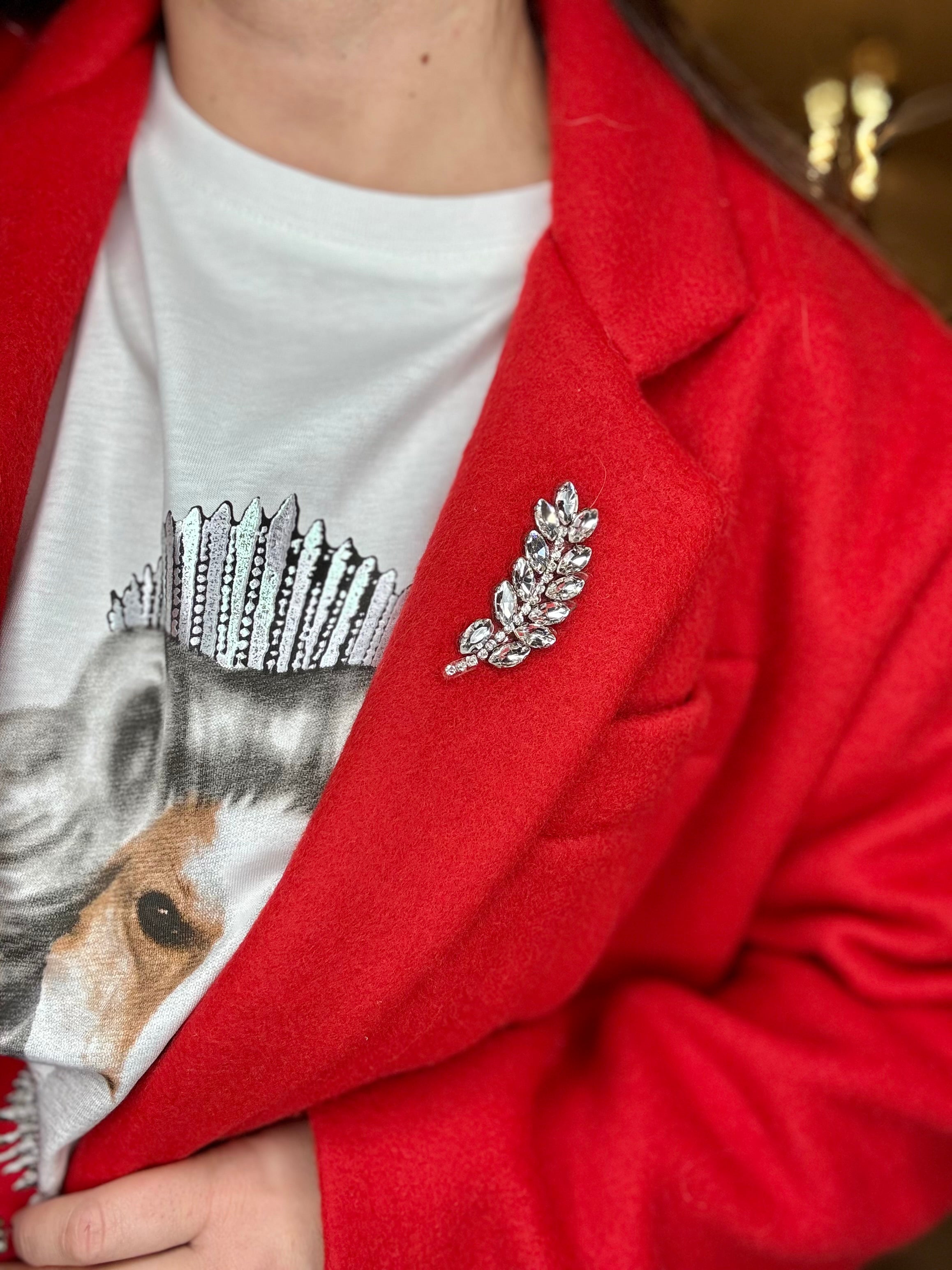 Blazer giacca cappotto over in panno con cabochon