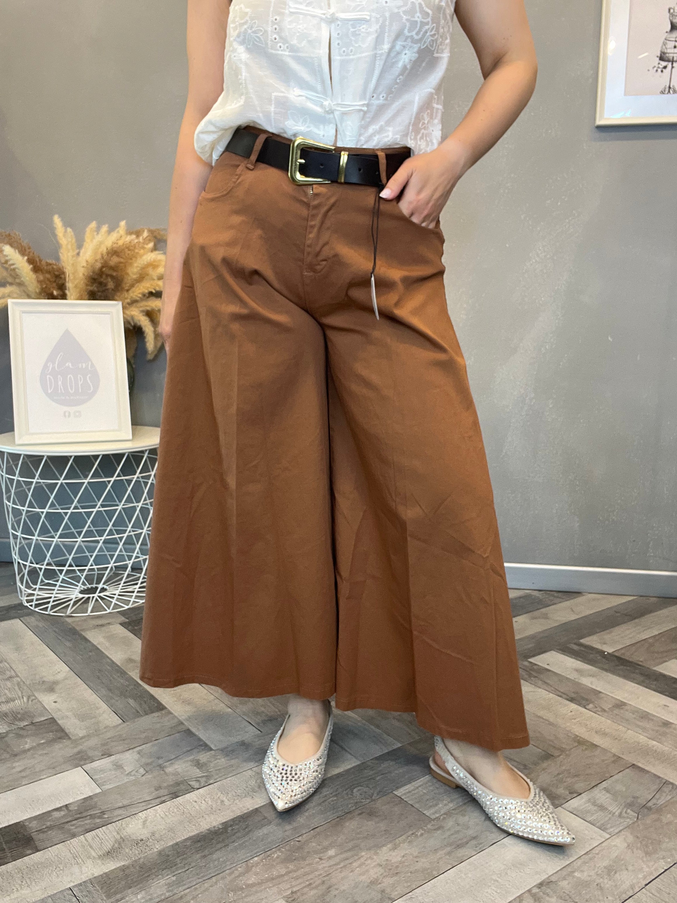 Gonna pantalone crop cuoio