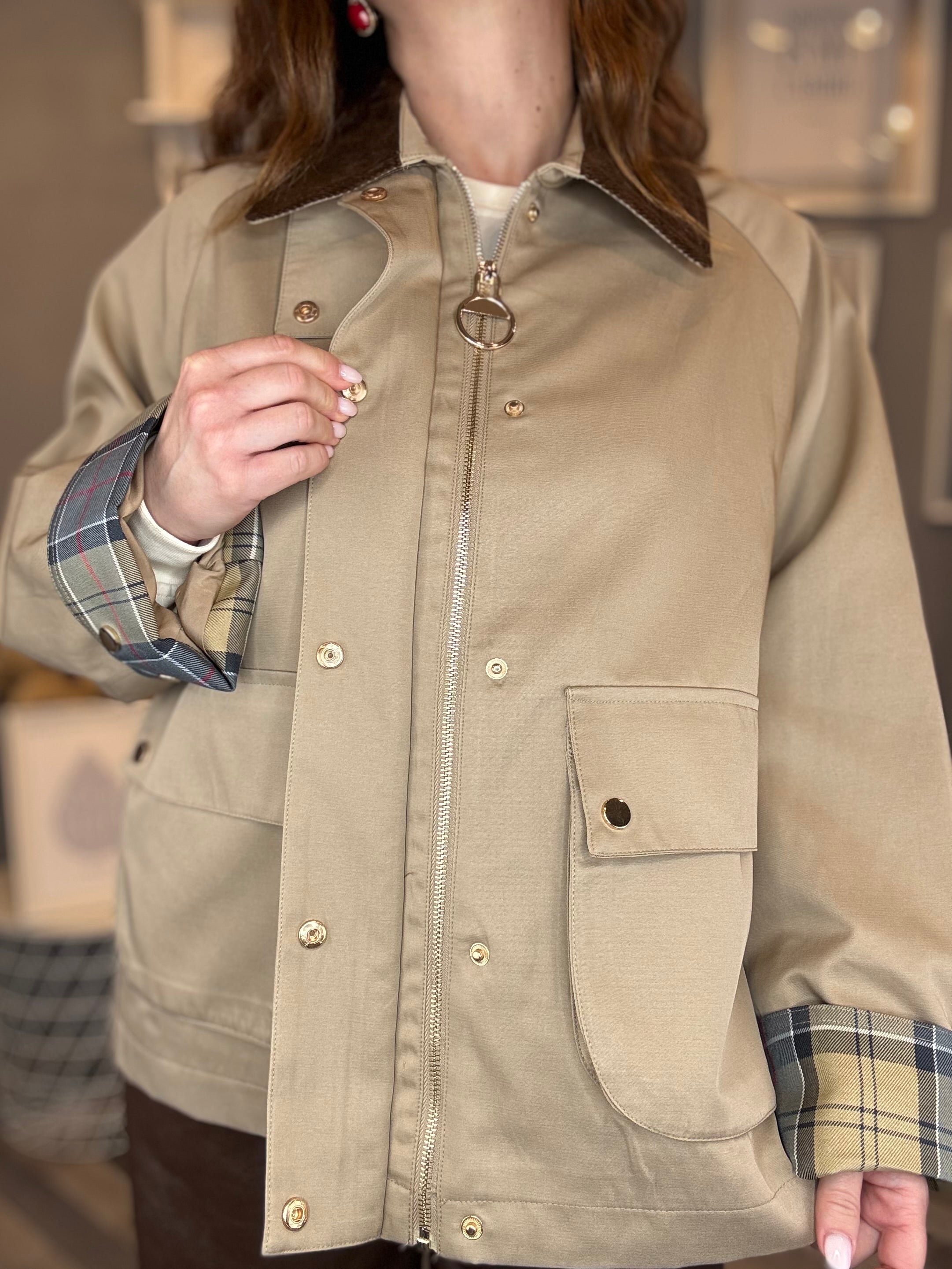 Giacca stile parka con dettagli check