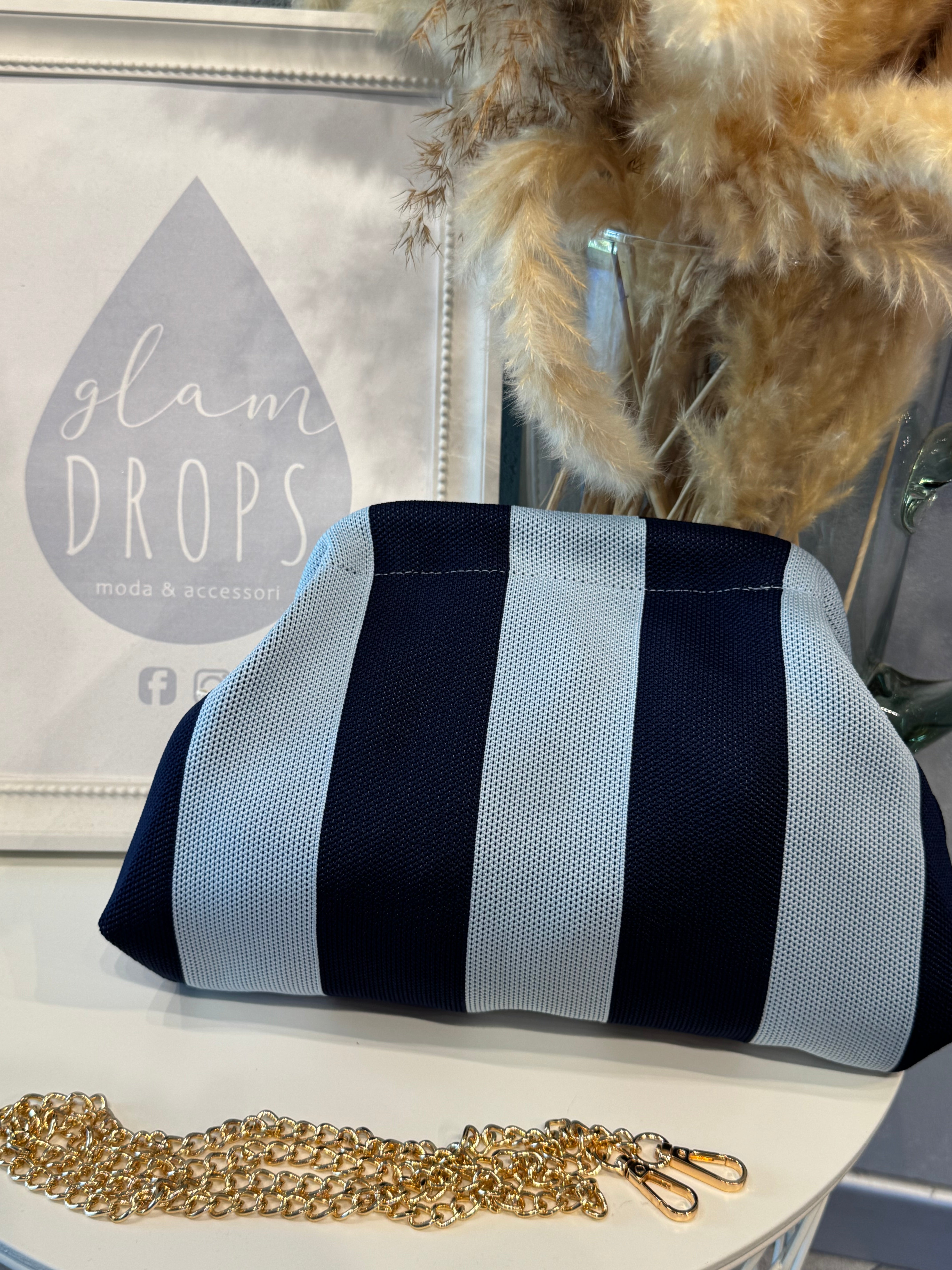 Borsa Stripe blu e celeste