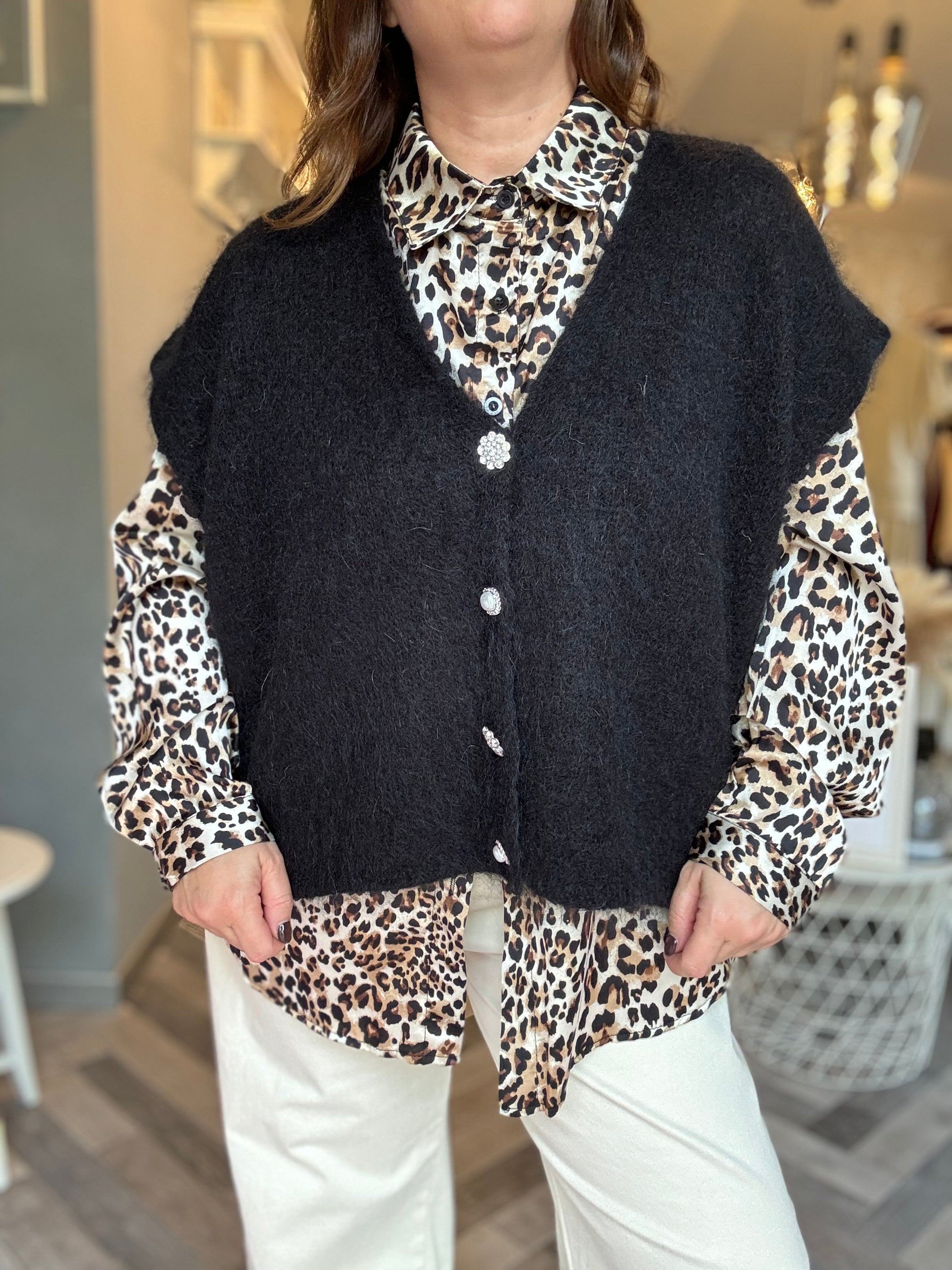 Gilet in maglia over 4 bottoni