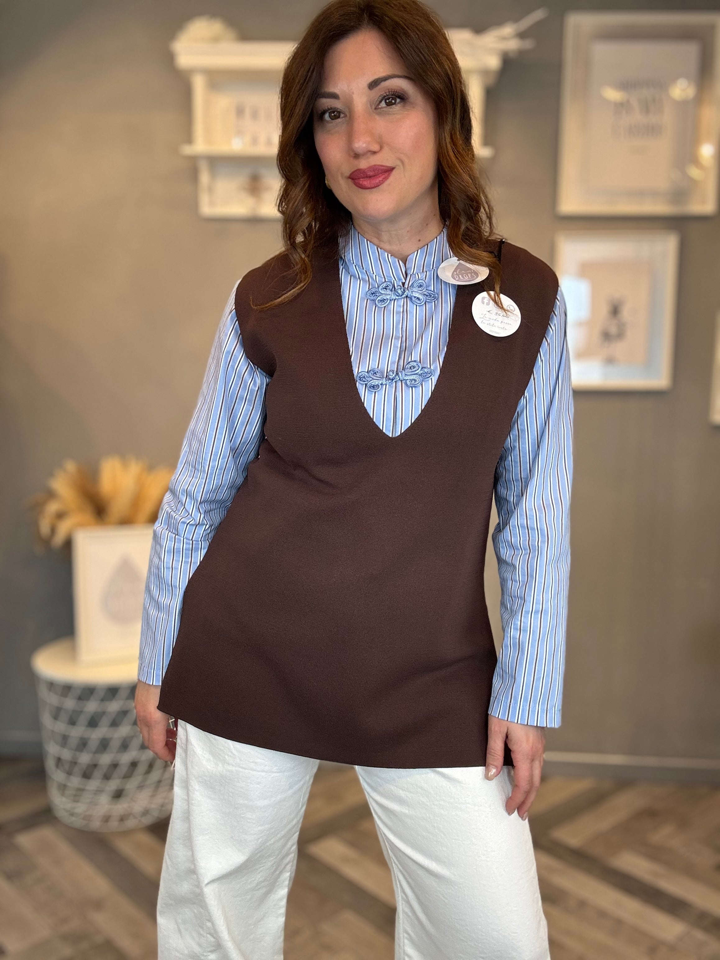 Camicia alamari celeste a righe