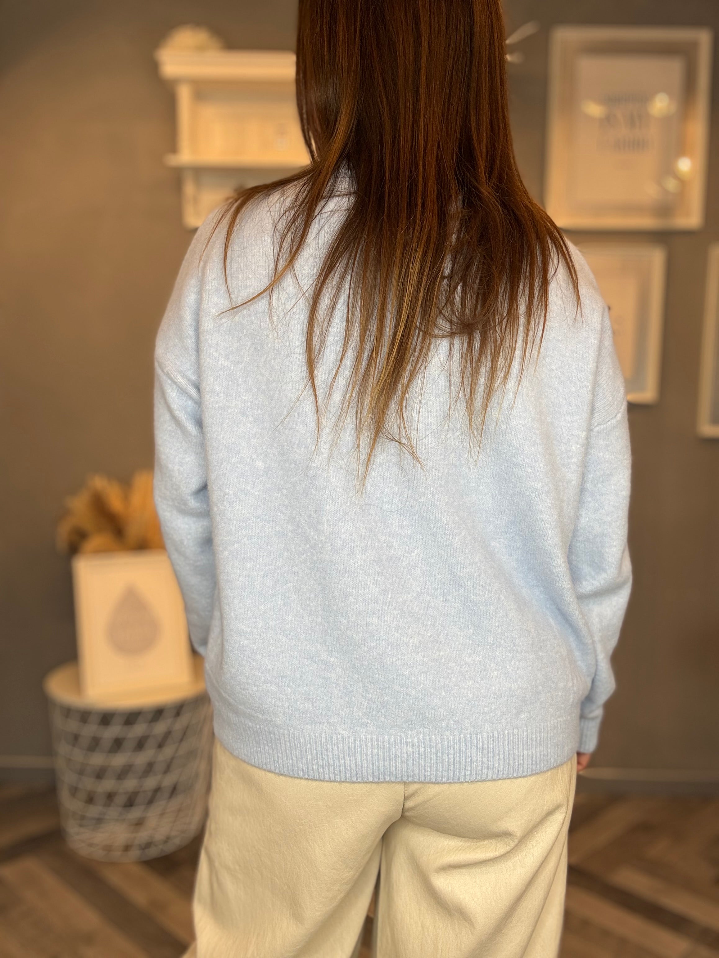 Maglione Teddy celeste