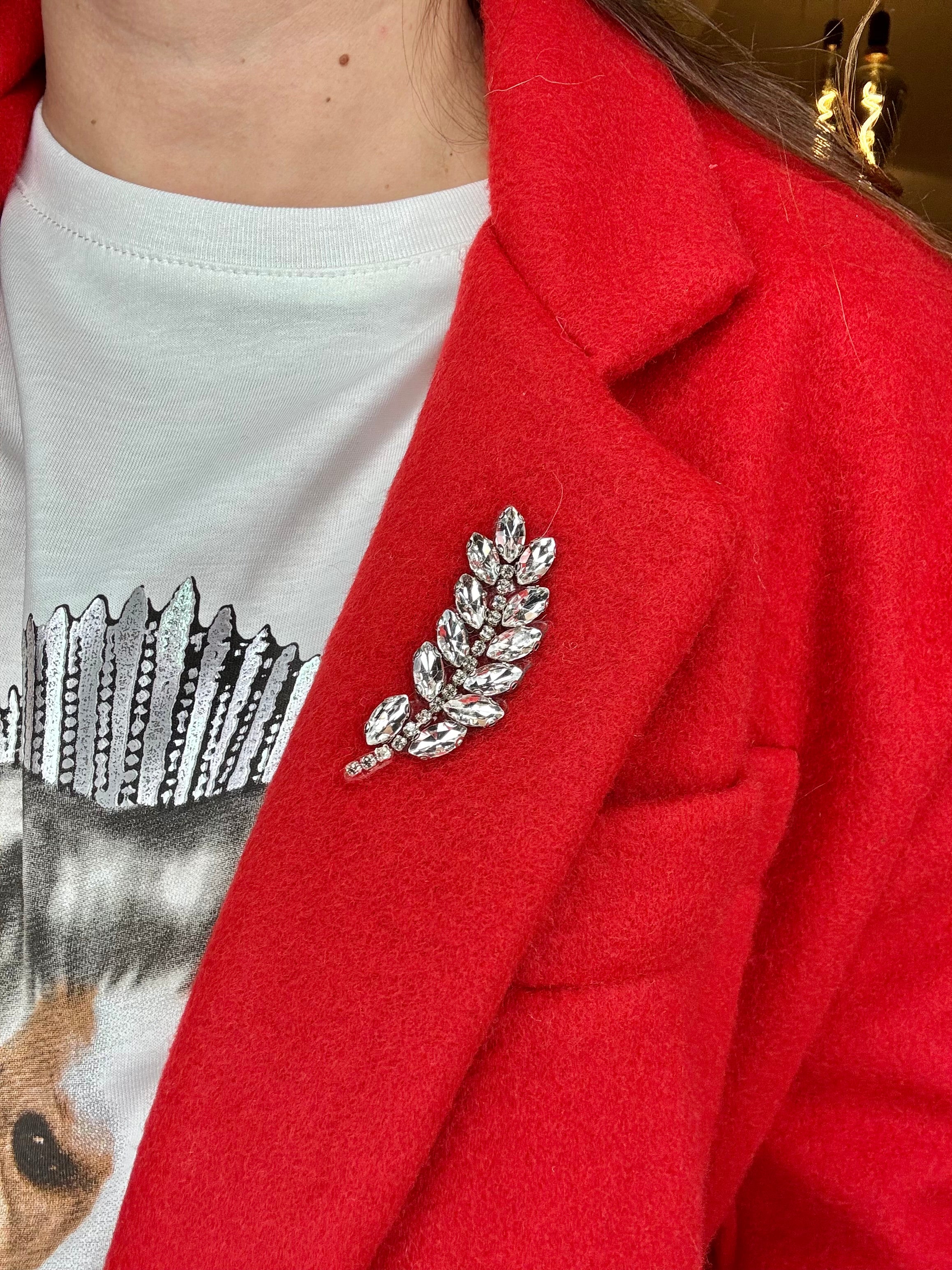 Blazer giacca cappotto over in panno con cabochon