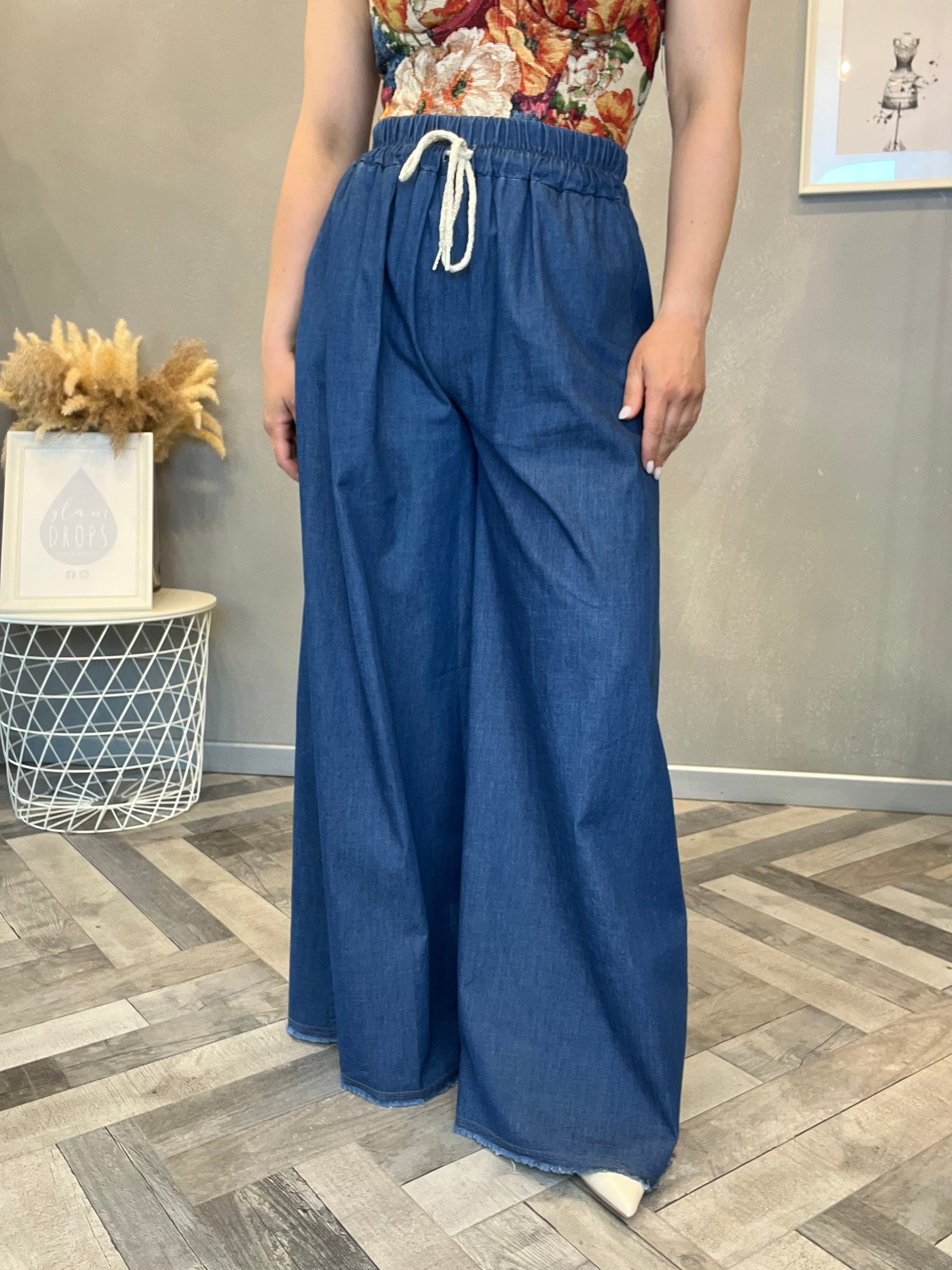 Jeans palazzo corda oro